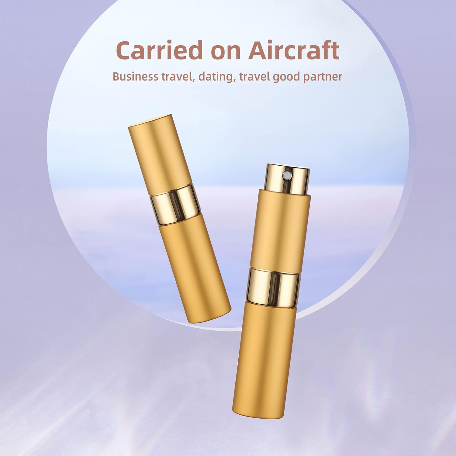 8ML Atomizer Perfume Travel Refillable (2 PCS) Empty Travel Cologne Sprayer Bottles Refillable, Mini Portable Dispenser(2 Gold) image number 1