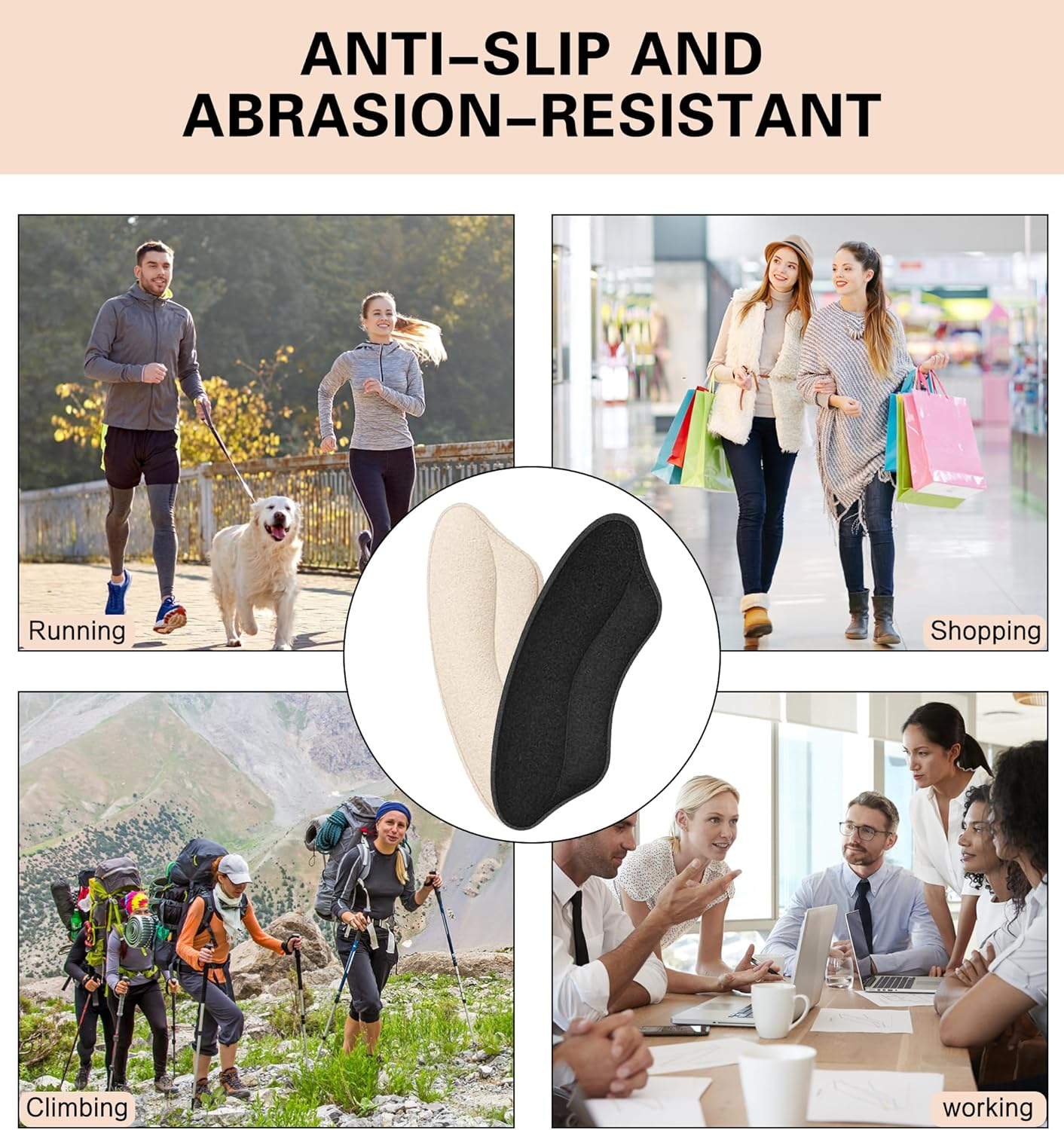 8Pieces Heels Grip Liner | Leather Heel Cushion Pads Back of Heel Protectors Cushions | Self-Adhesive Foot Care Protectors | Heel Pads Snugs for Shoe Too Big Men Women, Filler Improved Shoe Fit and Comfort