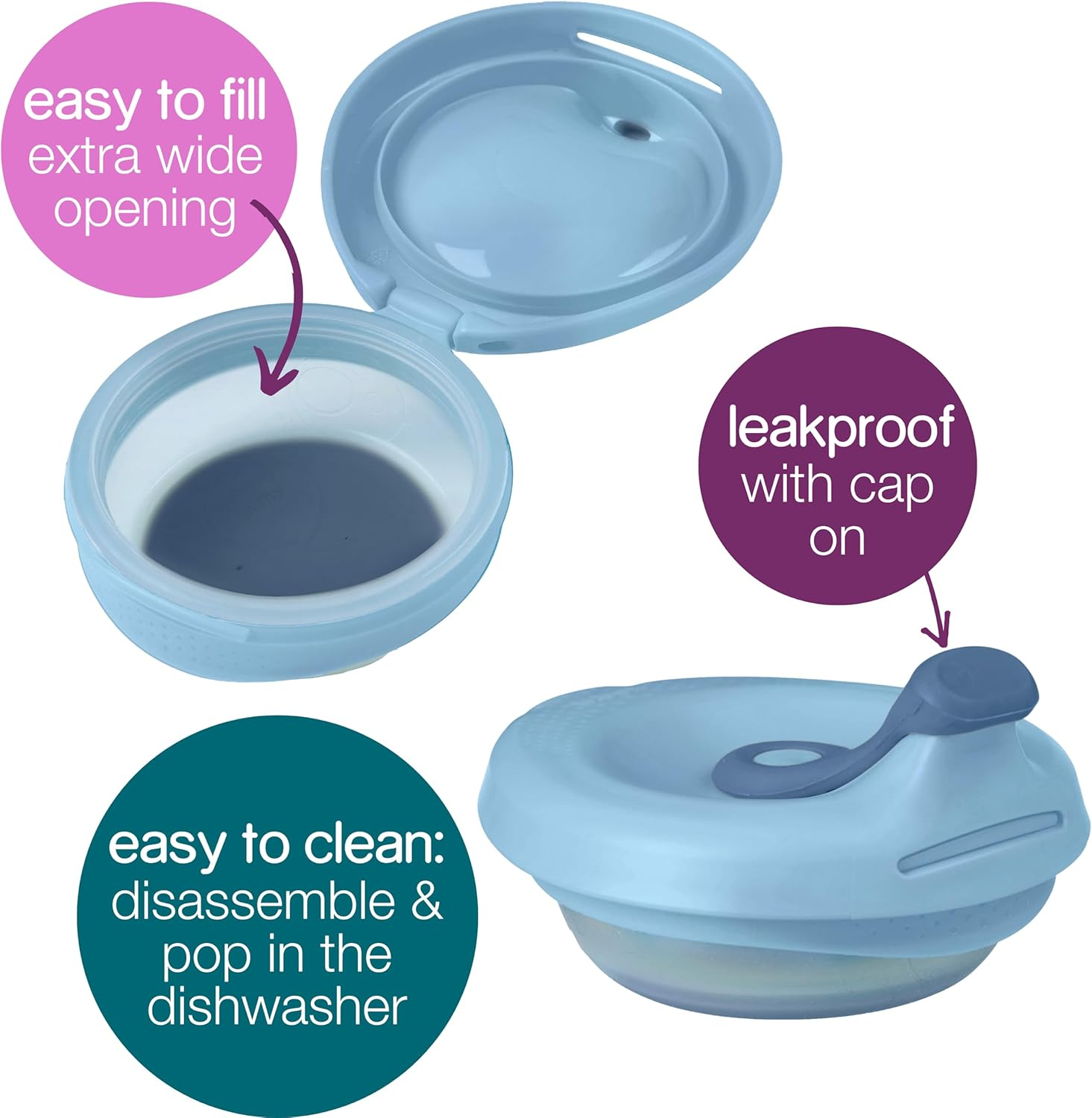 B.Box Silicone Fill and Feed Baby Food Storage Pouch, Lullaby Blue, 110 Ml Capacity image number 3