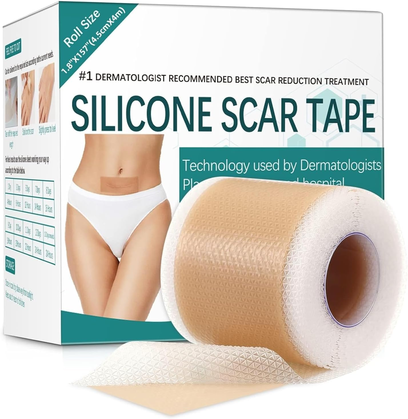 Silicone Scar Sheets, Silicone Scar Tape Roll, Scar Silicone Strips, Scar Removal Sheet Long Strips for Acne Burn, Keloid (4CM X 1.5M Roll) image number 3