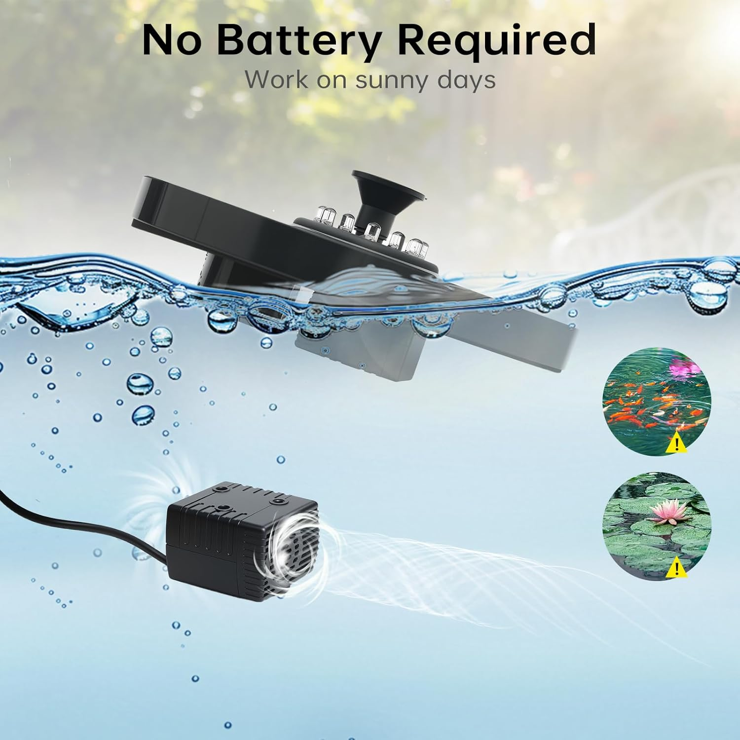 16CM Solar Powered Water Fountain with LED Lights, Outdoor Garden Decor Floating Pool Fountain for Bird Baths, Ponds, Patios, and Pools image number 1