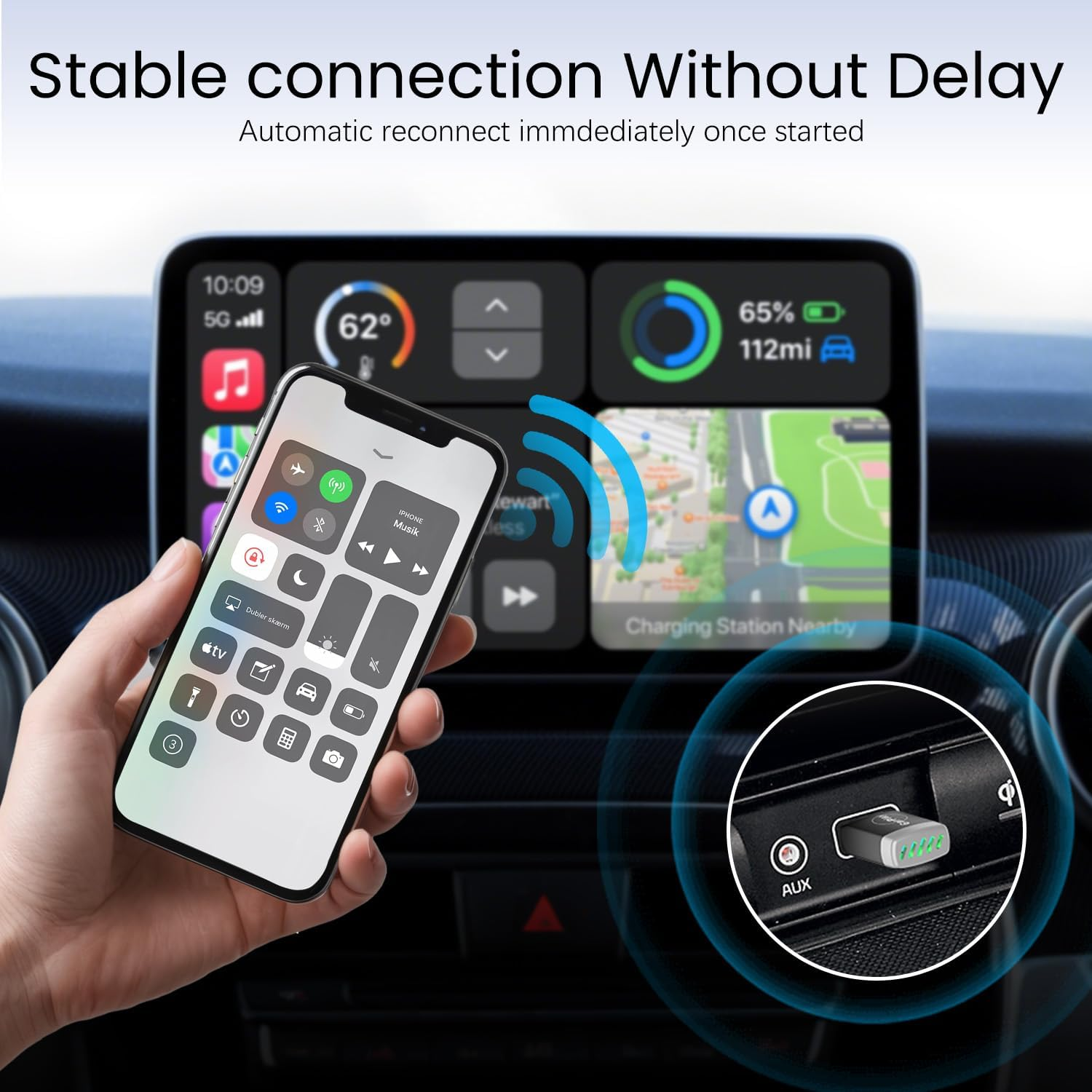 MONODEAL 2-In-1 Wireless Carplay Adapter, 2025 Upgrade Carplay & Android Auto Adapter, Fast & Stable Connection, Compatible with OEM Wired Carplay Cars