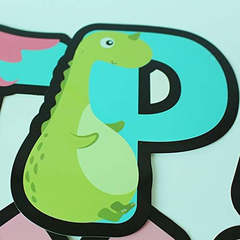 Dinosaur Birthday Banner and Balloons Kit - Giant Dinosaur Mylar Balloons with Happy Birthday Sign, Dinosaur Theme Balloon Party Favor Supplies for Kids (Happy Dinosaur)