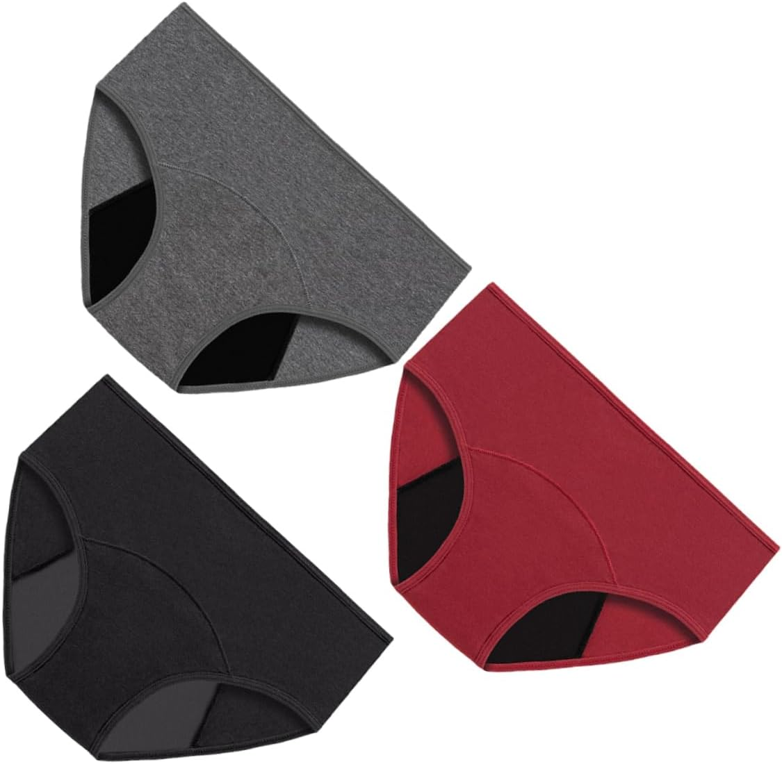 Outanaya 3Pcs Cotton Leakproof Menstrual Underwear Washable Period Panties High Absorbency Briefs for Women Postpartum Period Protection Confidence image number 3