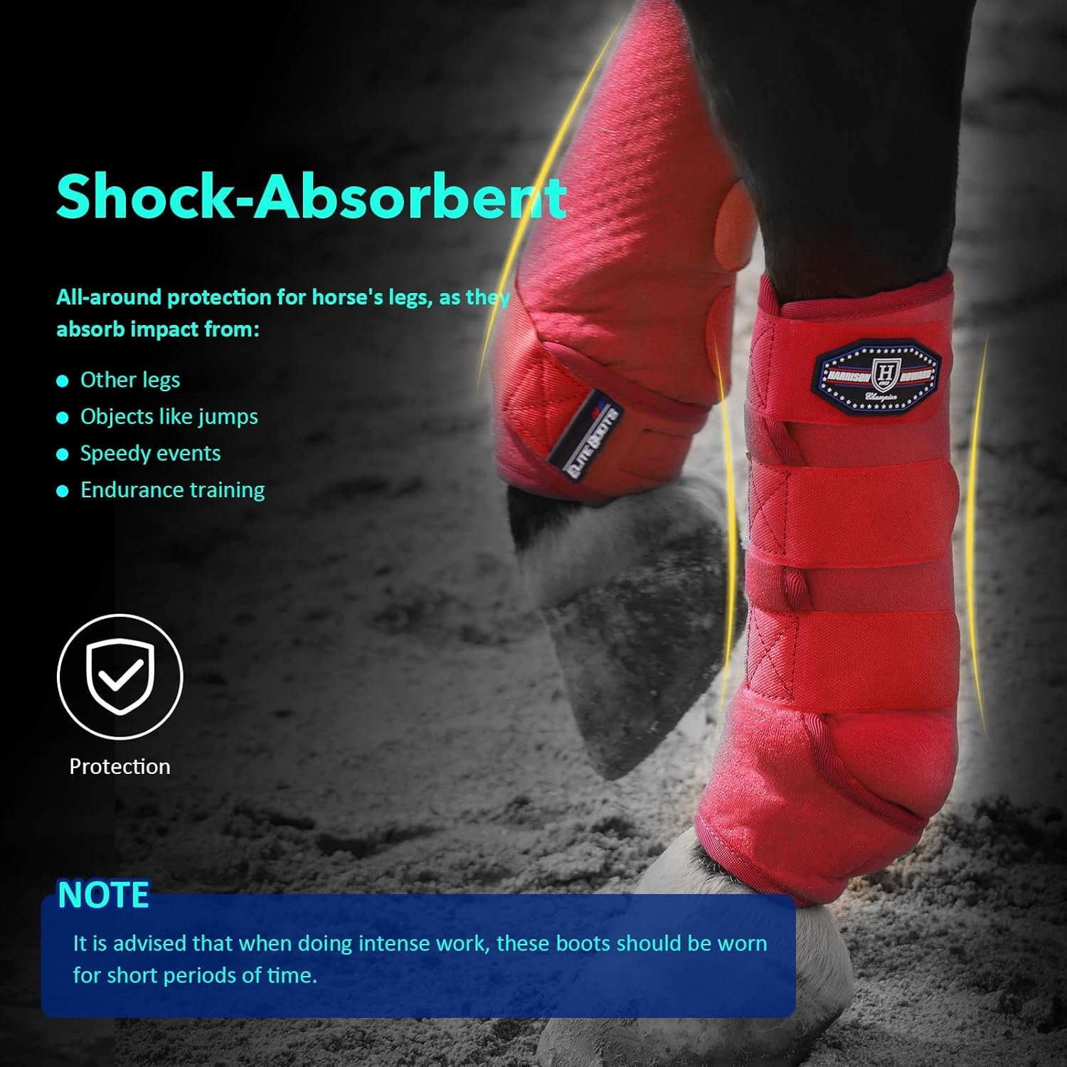 Harrison Howard Horse Sport Medicine Front Shock-Absorbing Boots All-Round Lower Limb Protection & Support Sport Boots Perfect for Endurance Training and Performance Pack of 2 image number 3