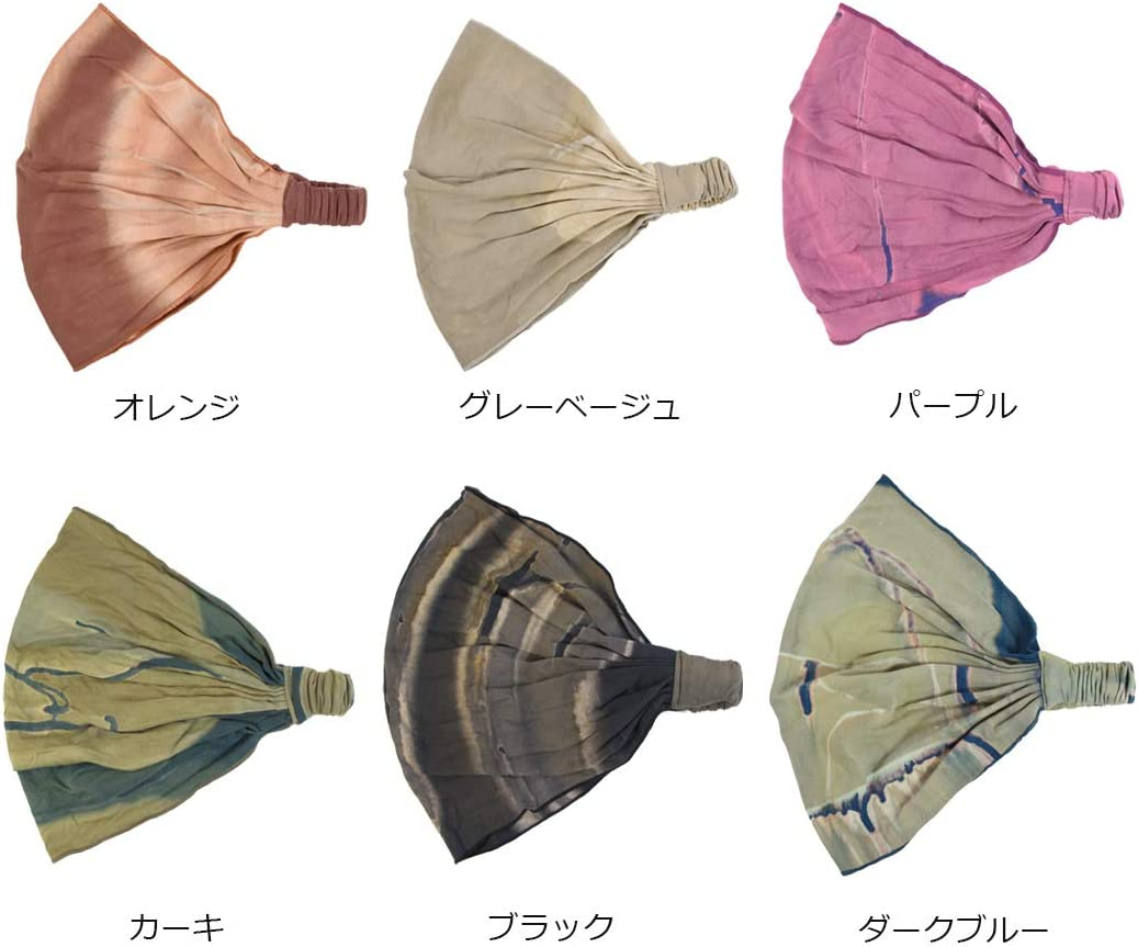 CHARM Tie Dye Bandana Headband for Women, Men'S Loose Fitting Boho Headscarf, Wide Hand Dyed Hippie Hair Band for Dreads Dark Blue image number 6