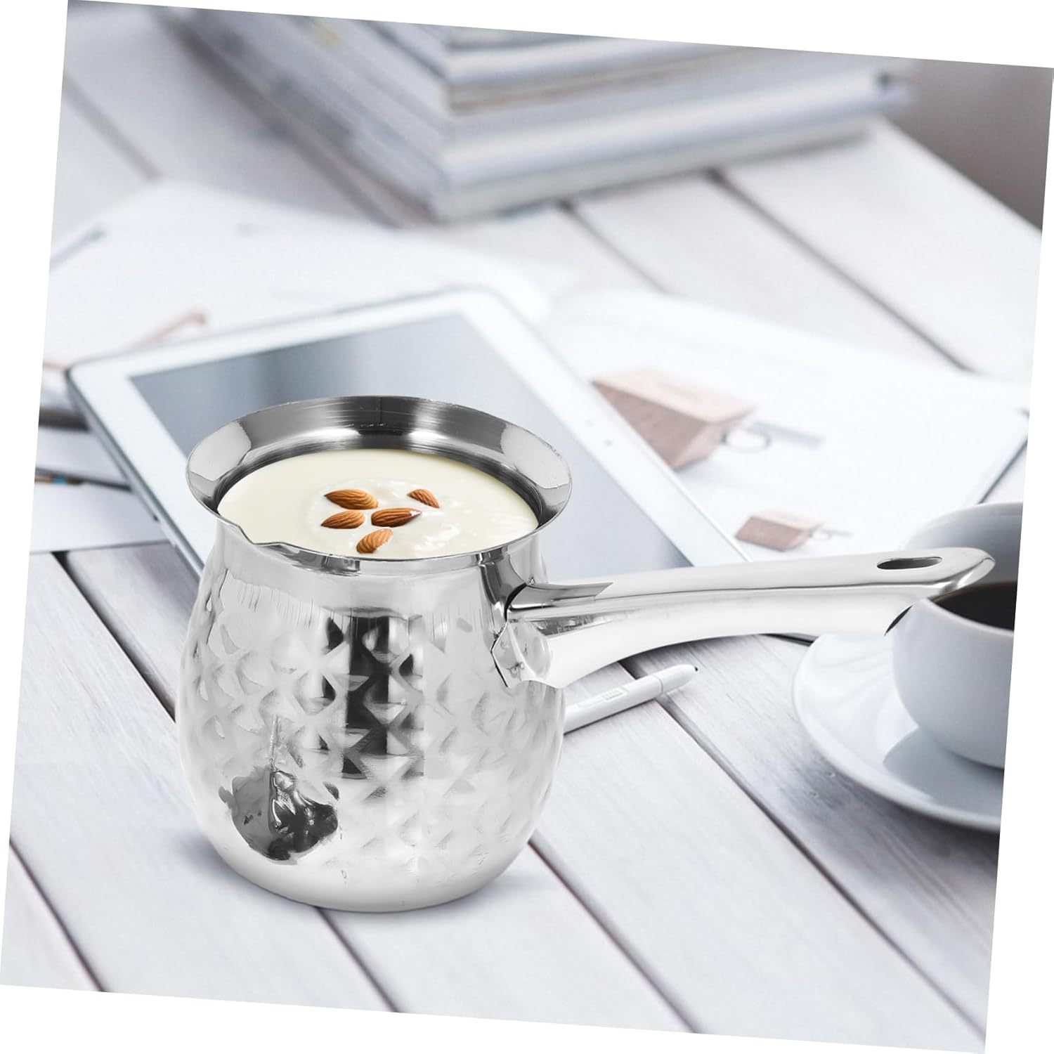 Sosoport Stainless Steel Milk Frothing Pitcher 400Ml Wear-Resistant Frothing Cup with Spout Household Coffee Accessory for Espresso Latte Art and Milk Steaming Random Color