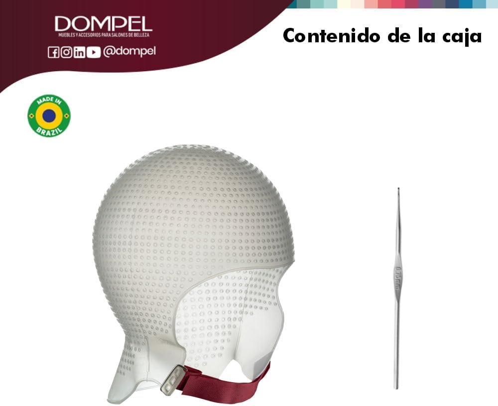 DOMPEL Sparta 2.4K Silicone Highlight Hair Cap, White | Perfect Highlights | 2,400 Strategically Positioned Holes | Curved Design for a Perfect Fit | Reusable image number 1