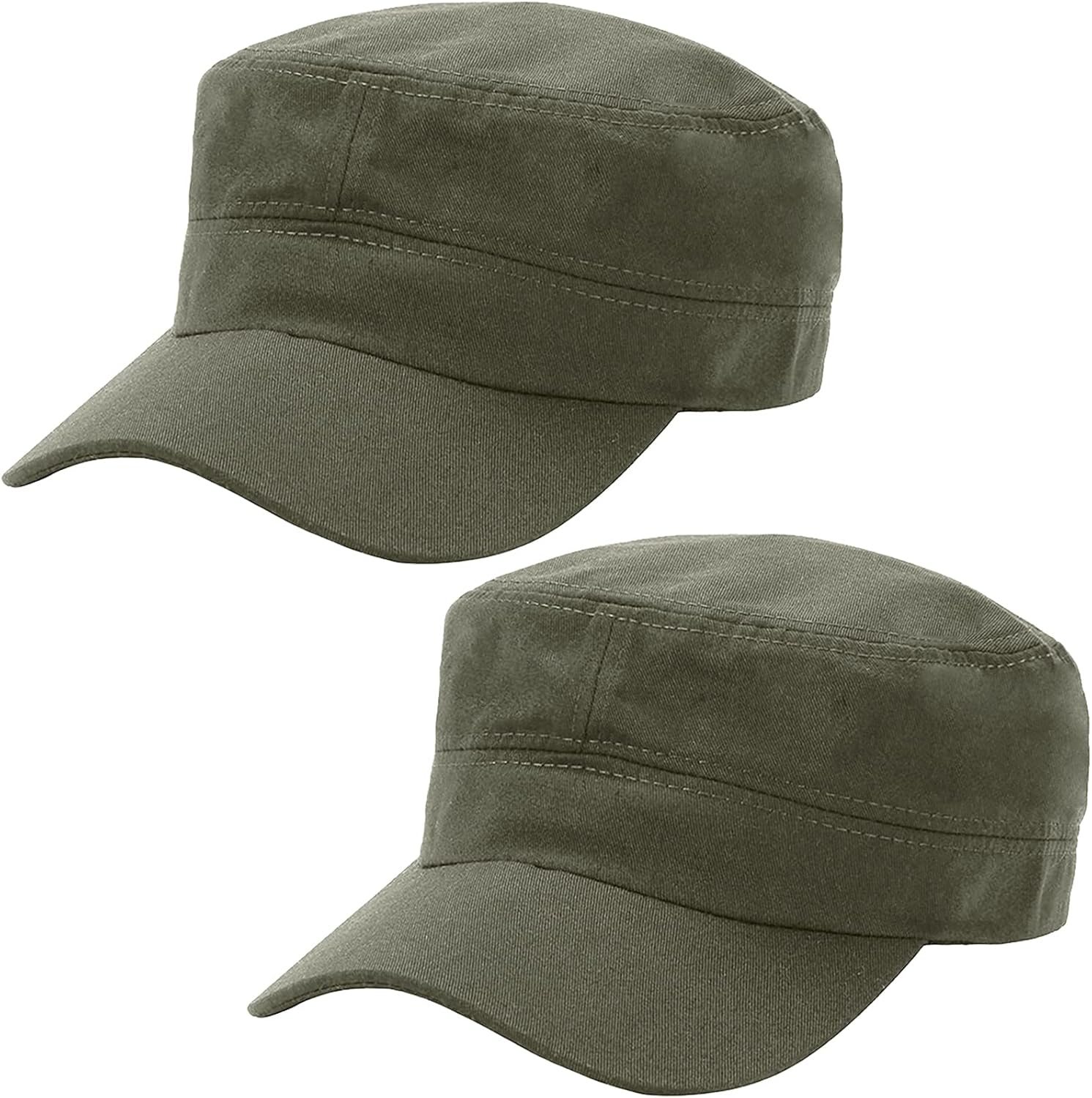 2 Pcs Unisex Cadet Army Cap Military Hat Combat Cap Breathable Baseball Cap Adjustable Flat Top Cap for Men Women