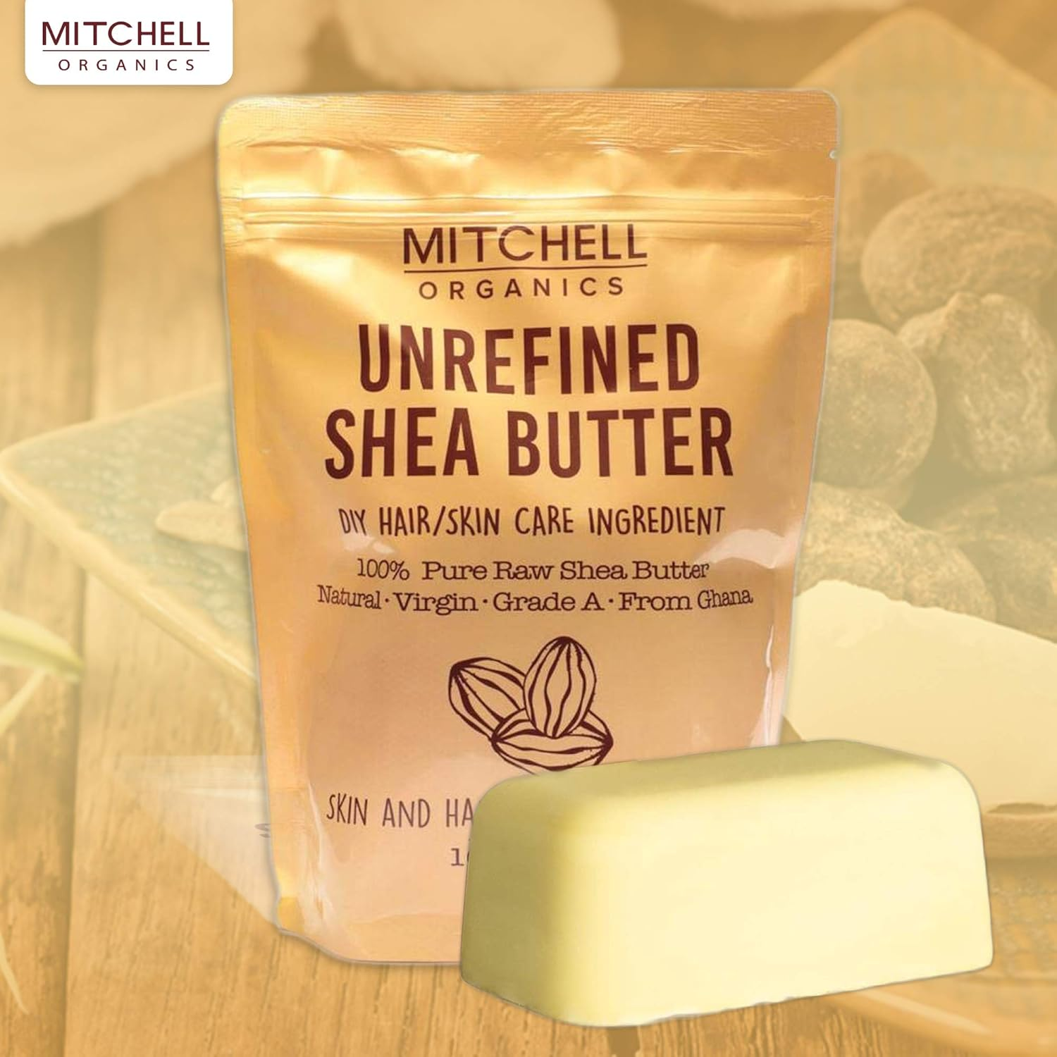 Mitchell Organics Unrefined Shea Butter Bar 16Oz' Specified Cannot Be Used as It Conflicts with the Value 'Mitchell Organics, Unrefined African Shea Butter | 16 Oz / 455 G | Pure Body Butter, for Dry Skin, Effective on Stretch Marks, Grade a | for All Skin Types image number 4