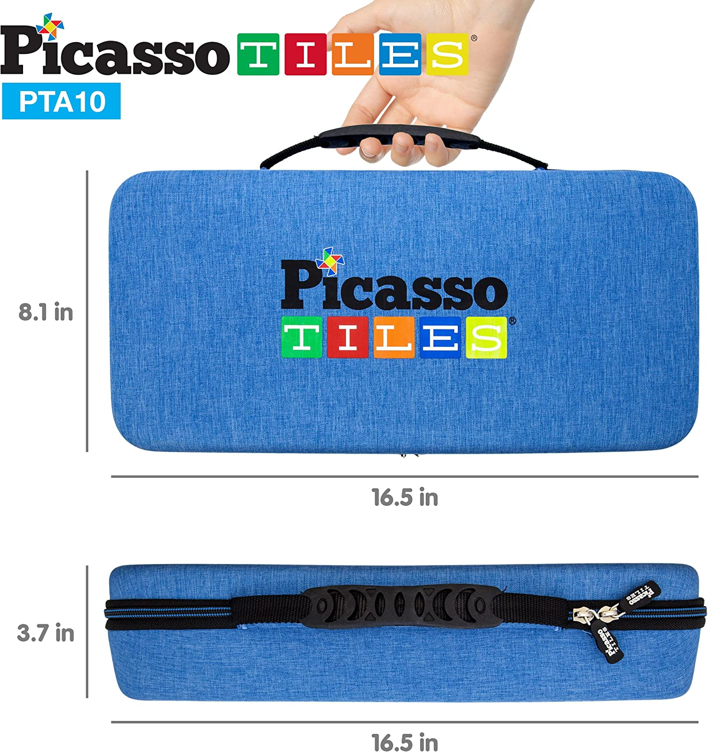 Picassotiles Picassotoys Toy Carry Case Magnetic Tiles Construction Blocks Travel Bag EVA Storage Organizer Box Action Figure Character Accessory STEM STEAM Toys Portable Water Resistant Oxford Cloth image number 6