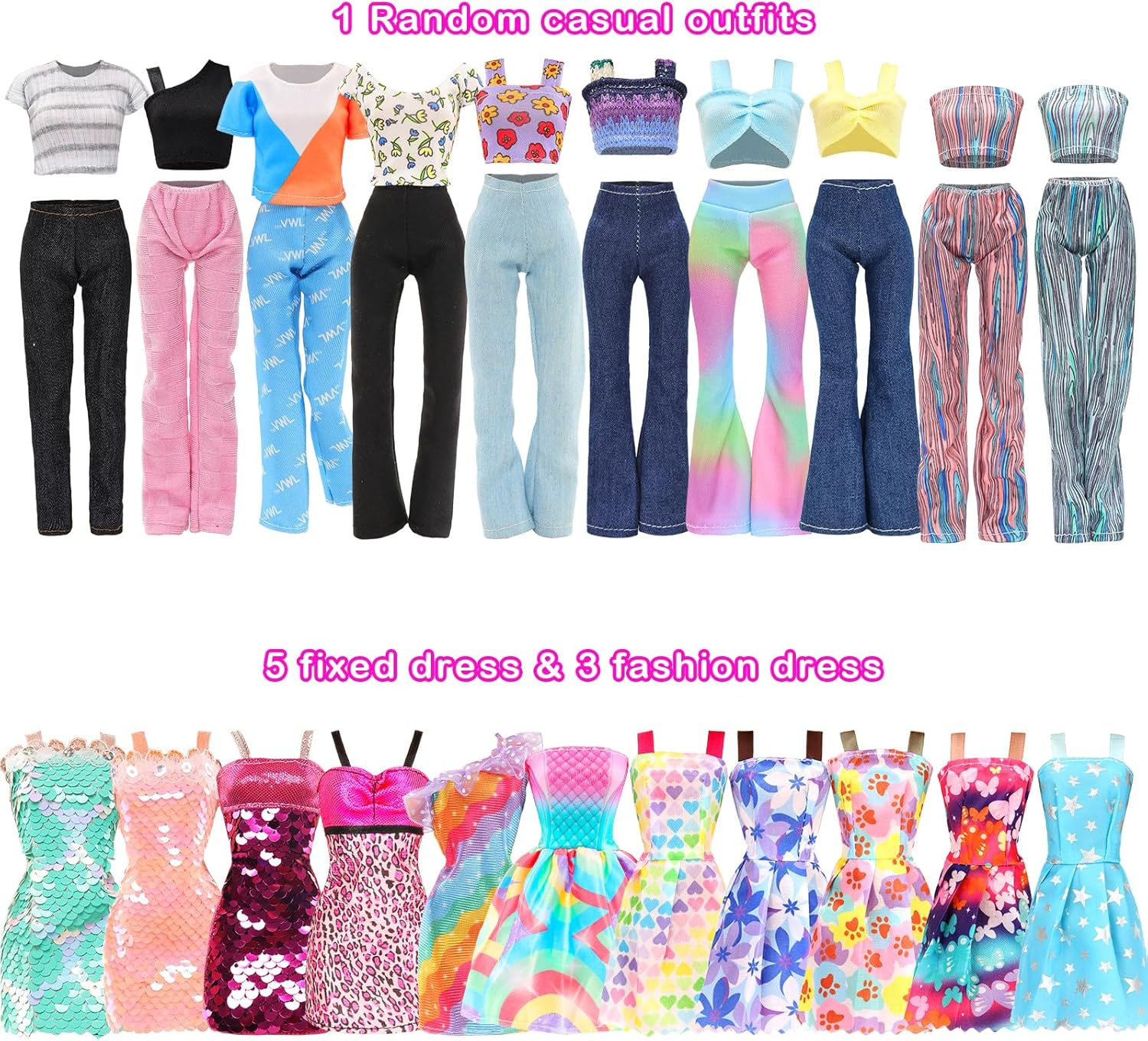 Barwa 127 Accessories for 11.5 Inch 28 - 30 CM Girl Doll: 1 Fashion Closet Wardrobe + 1 Shoe Rack + 14 Dresses Clothes + 10 Pcs Shoes + 101 Accessories image number 1