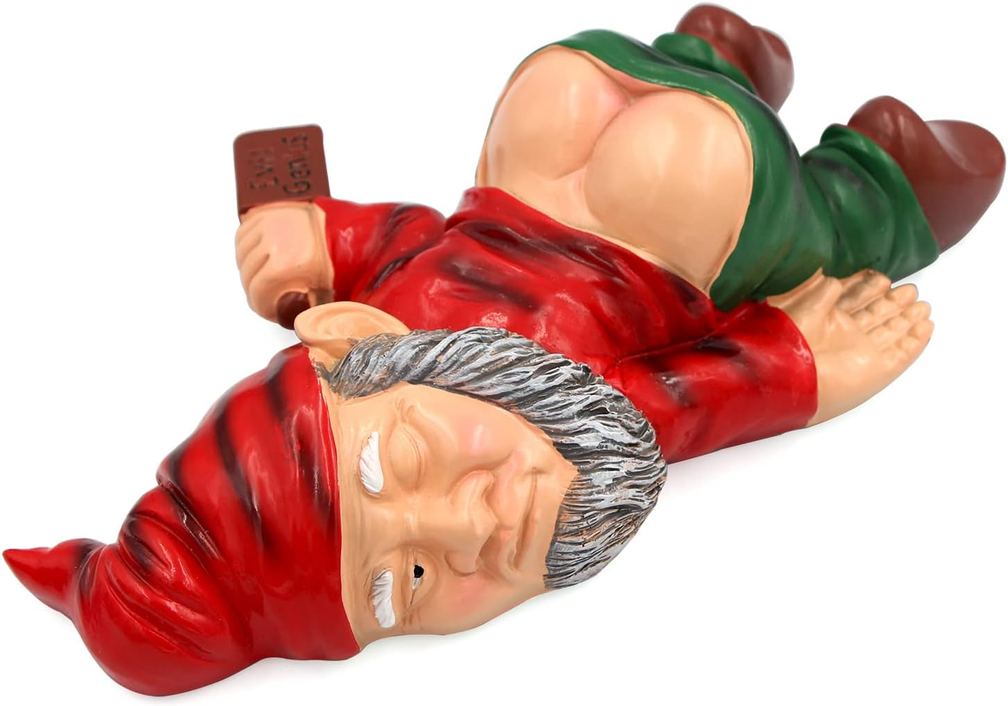 Funny Drunk Dwarf Garden Gnome Statues, Drunk Gnome Creative Garden Statues Decoration, Resin Sculpture Novelty for Outdoor Indoor Patio Lawn Yard Porch Ornament Decor 9.5In*5.9In*3.1In (Red) image number 2