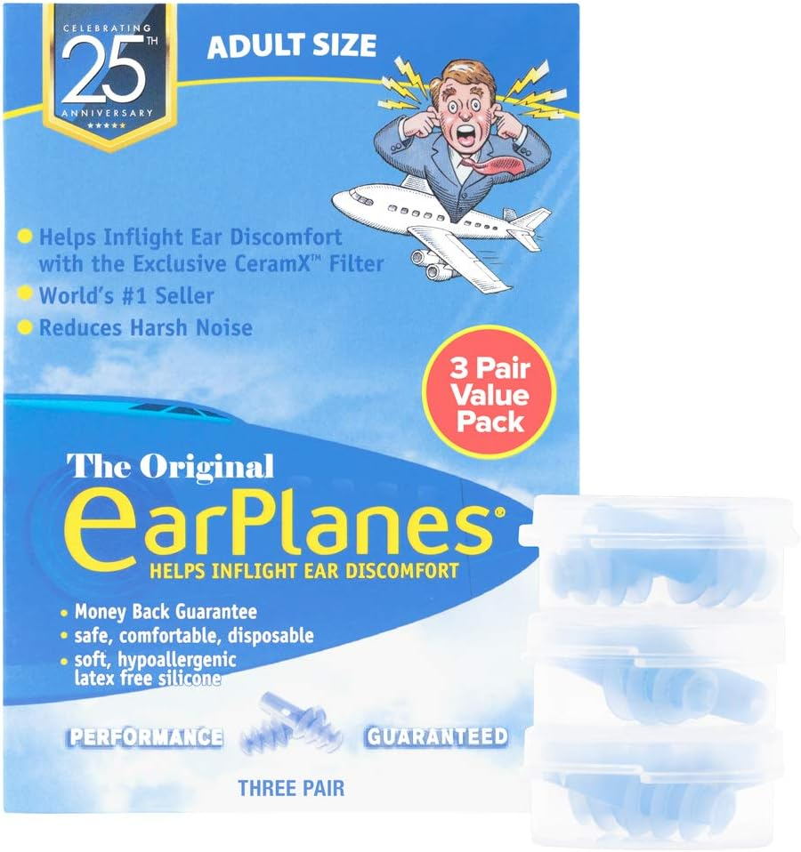Earplanes New Super Soft Adult ? Ear Plugs Airplane Travel Ear Protection 3 Pair image number 1