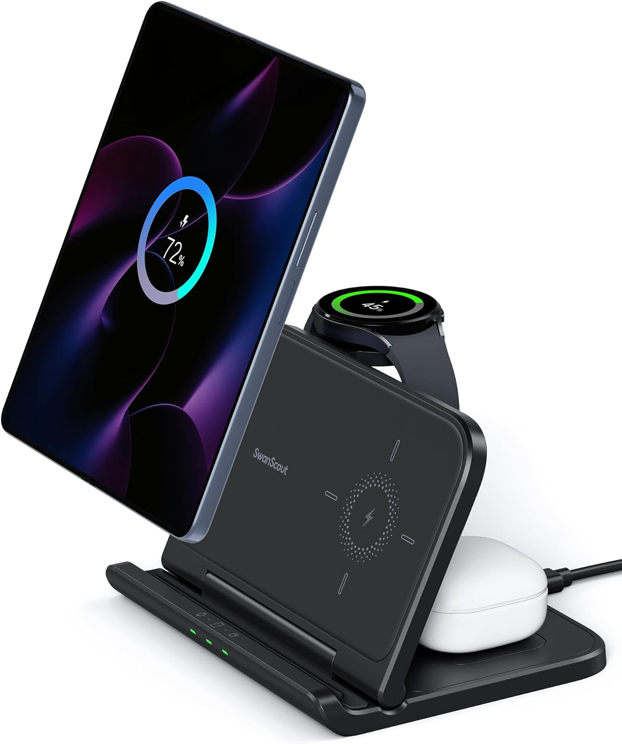Swanscout Wireless Charger for Samsung Z Fold 7/6/5/Pixel 9 Pro Fold, 3 in 1 Foldable Wireless Charging Station for Samsung Z Fold, Galaxy Watch 7/Ultra/6/5, Galaxy Buds 3, Swanscout 705S image number 6