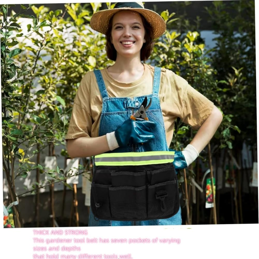 DACUAN Gardening Tool Belt, Garden Tool Pouch, Adjustable Waist Belt, Gardening Belt with Multiple Pockets, Utility Belt for Plumbing, Florists, Woodwork (Black) image number 4