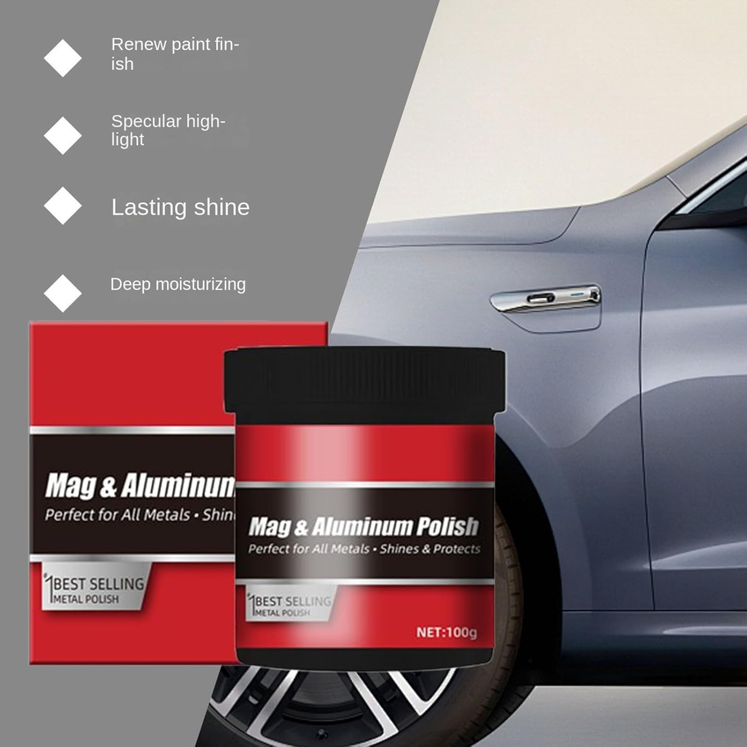 Car Paint Polish, Scratch Removal Paste, 100G Automotive Detailing Compound for Repair, Abrasive Polish Cream for Exterior Trim, Vehicle Care Solution for Truck SUV RV Wheel Mechanical image number 4