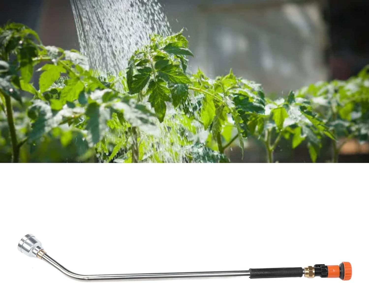 Watering Wand, Metal Sprayer Wand for Garden Hose - Adjustable Long Hose Nozzle for Lawn & Garden (90Cm) image number 2