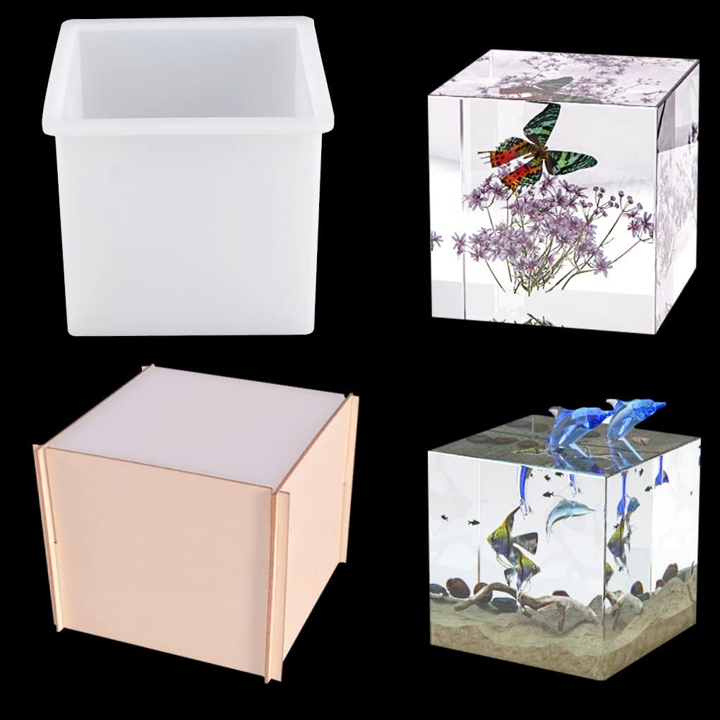 Fineinno Square Resin Mold,Geometric Cube Silicone Molds for Resin, Deep Epoxy Resin Molds for DIY Craft, Flowers Preservation, Home Decoration (Cube Resin Mold) - Ocean Animal Fillers image number 7