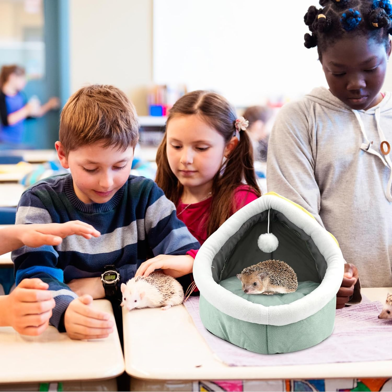 Cat Beds for Indoor, Small Dog Cave Bed with Anti-Slip Bottom, Super Soft Calming Pet Sofa Mat with Removable Cushioned Pillow for Cats, Puppies & Rabbits image number 1