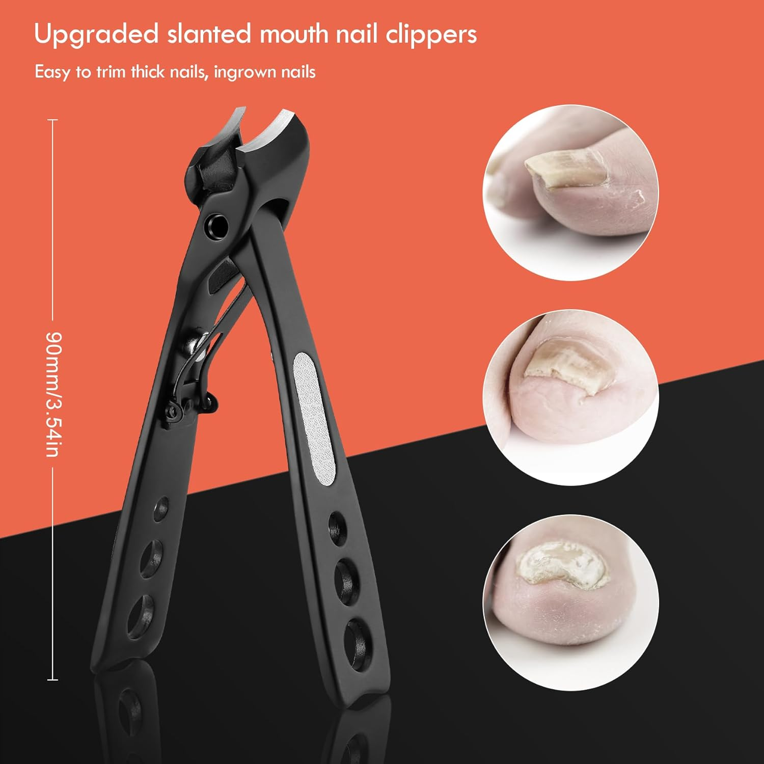 BEZOX Thick Nail Clipper with Slant Curved Blade - Seniors Toenail Clippers for Thick and Ingrown Nails, Fingernail Clippers with Built-In Nail File and Storage Pouch - Matte Black image number 6