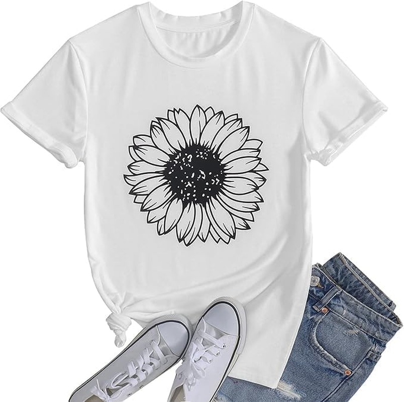 Sunflower Flower Print T Shirt for Summer