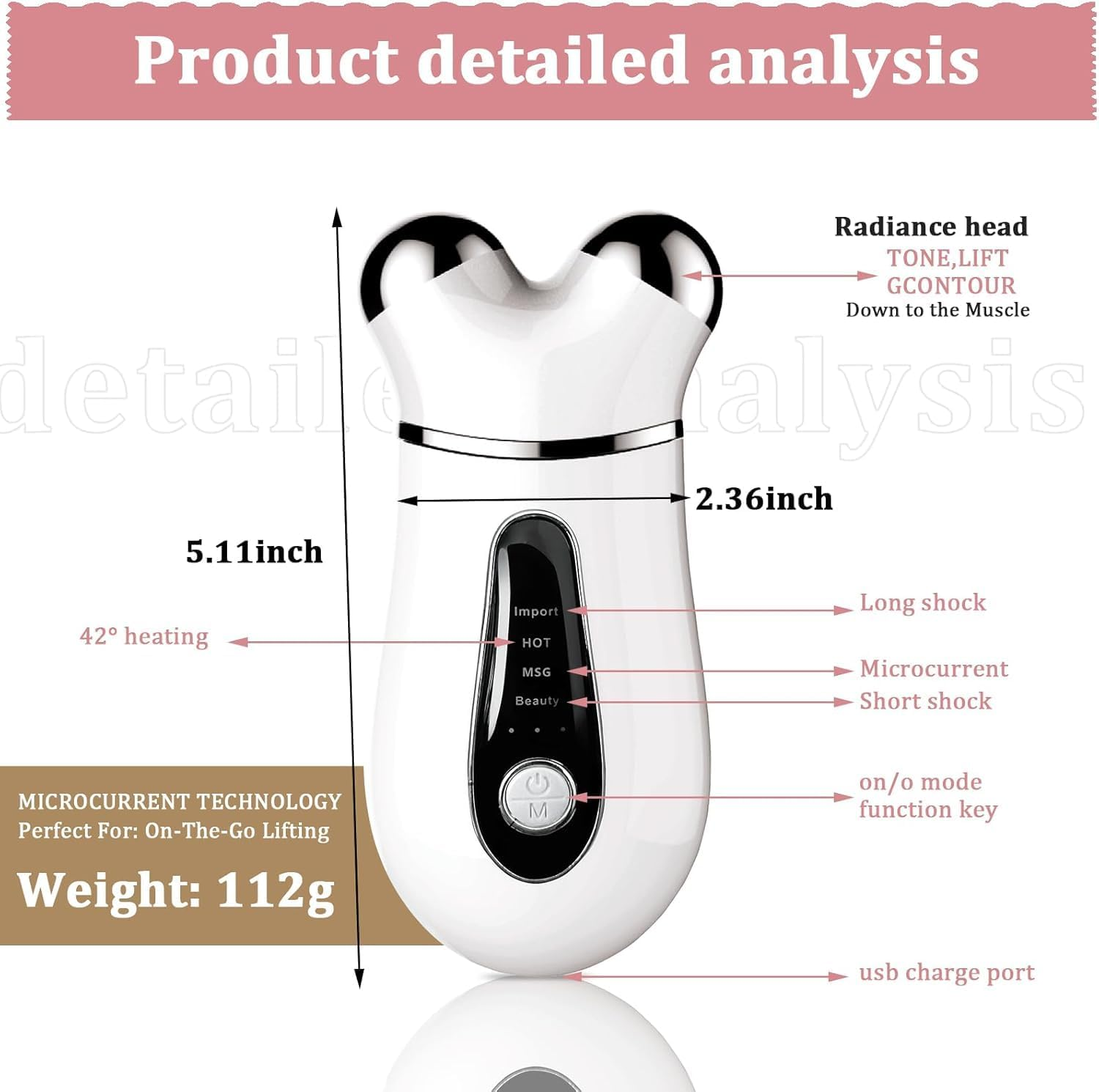 Microcurrent Face Device, USB Microcurrent Facial Shaping Tool for Facial Wrinkle Removal and Anti-Aging，Mini Microcurrent Face Lift Device for Face Lifting and Facial Sculpting (White) image number 6