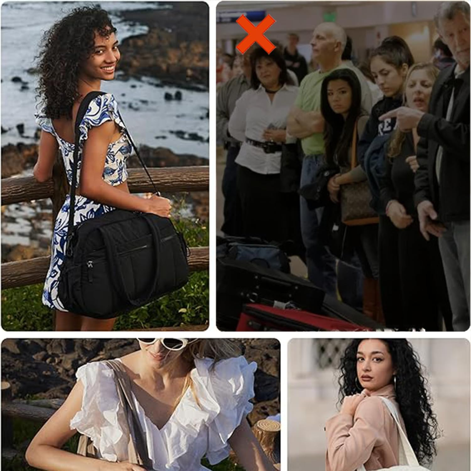 Women'S Travel Duffel Bag Personal Item Bag for Gym, Weekend Trips & Air Travel, Lightweight Water-Resistant with Wet Pocket, 42X30X19Cm (Black) - Camel image number 3