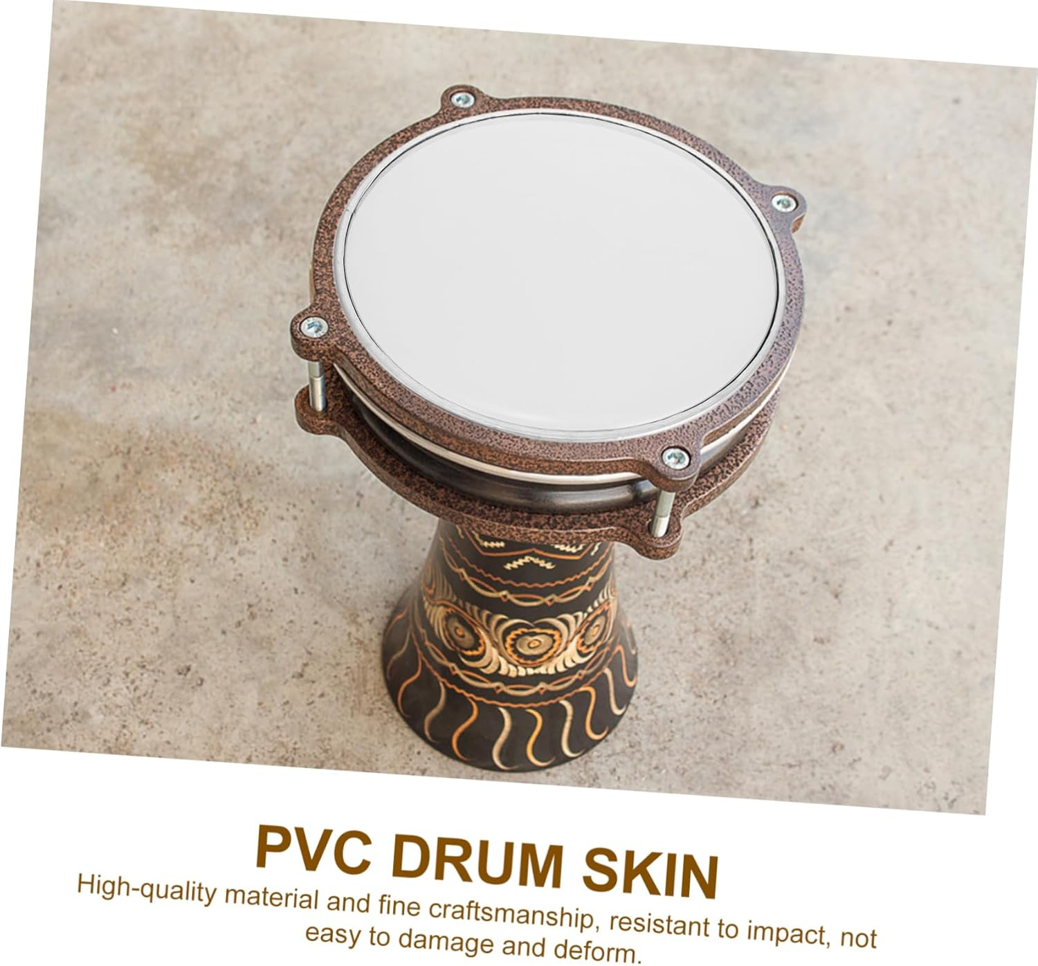 LALADEFIEE 10-Inch Universal Drum Skin Replacement Double Layered Cream Color Compatible Drum Set Kits And image number 4