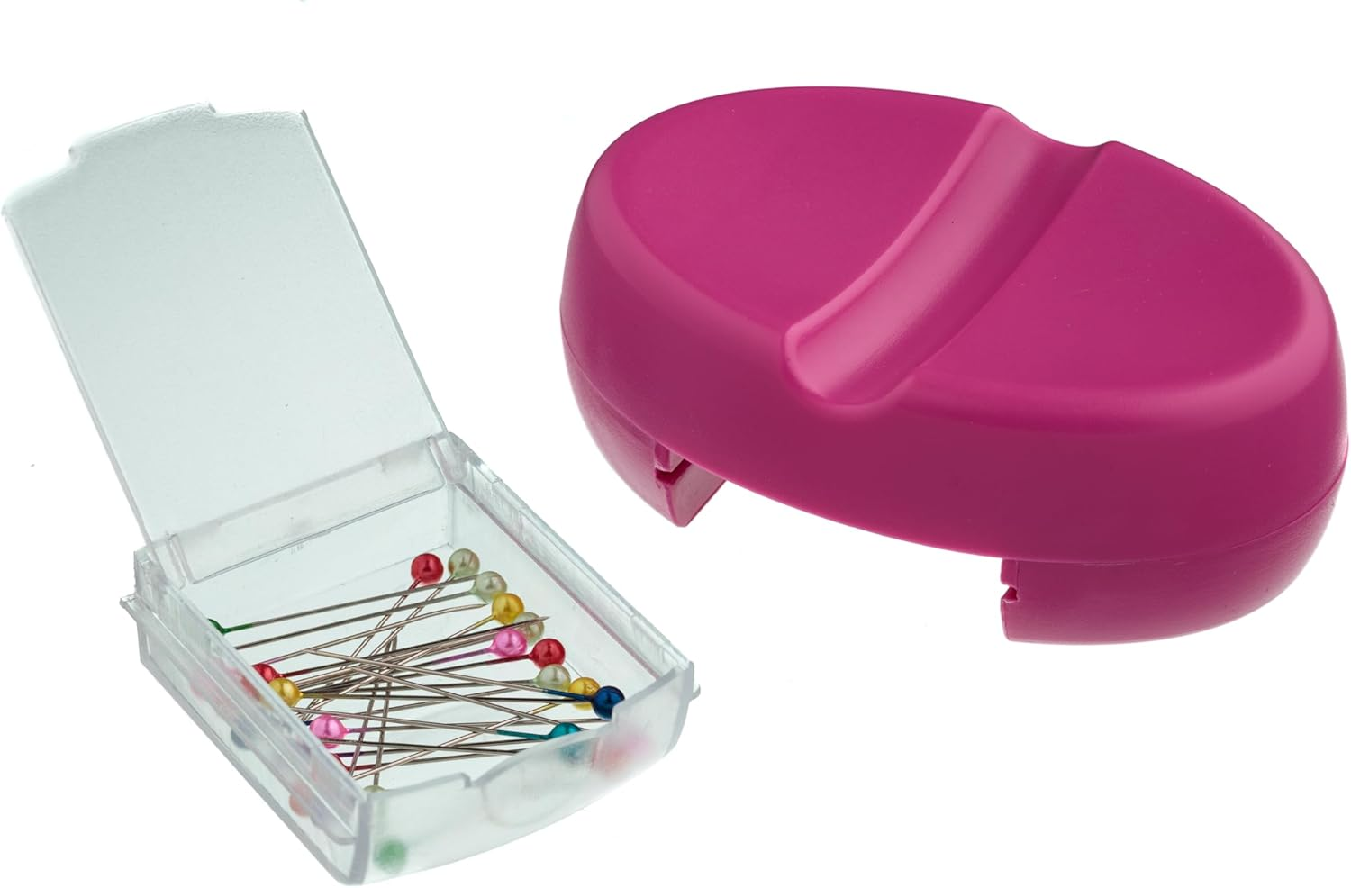 The Quilted Bear Magnetic Pin Cushion - Holder for Sewing with 25 Pearl-Headed Pins & Plastic Drawer Organizer for Bobby Pins & Sewing Supplies (Pink) - Rainbow image number 4