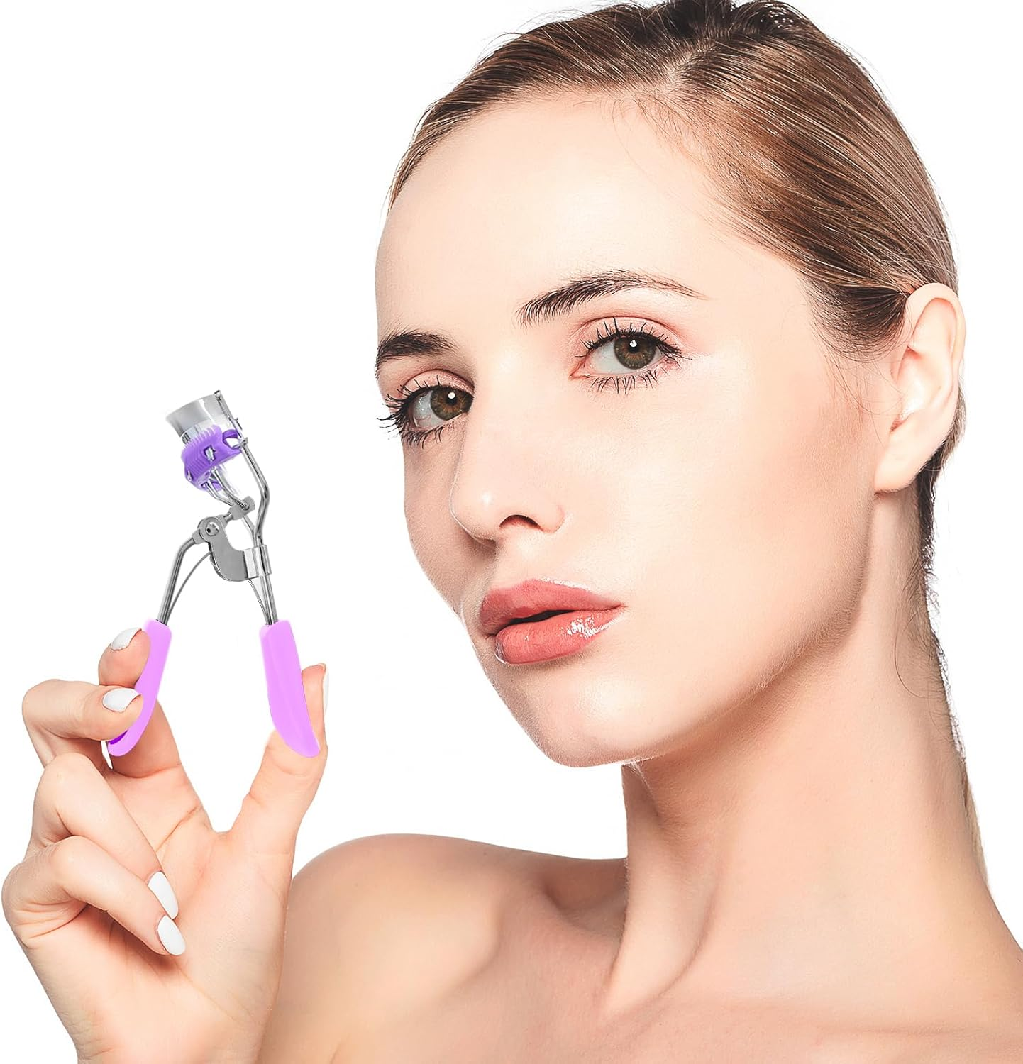 Sibba Professional Eyelash Curler for Women No Pinching or Pulling Durable Eyelash Curler Fits All Eye Shapes with 10 Pieces Silicone Refill Pads and Eyelash Brush (Rose Red) image number 1