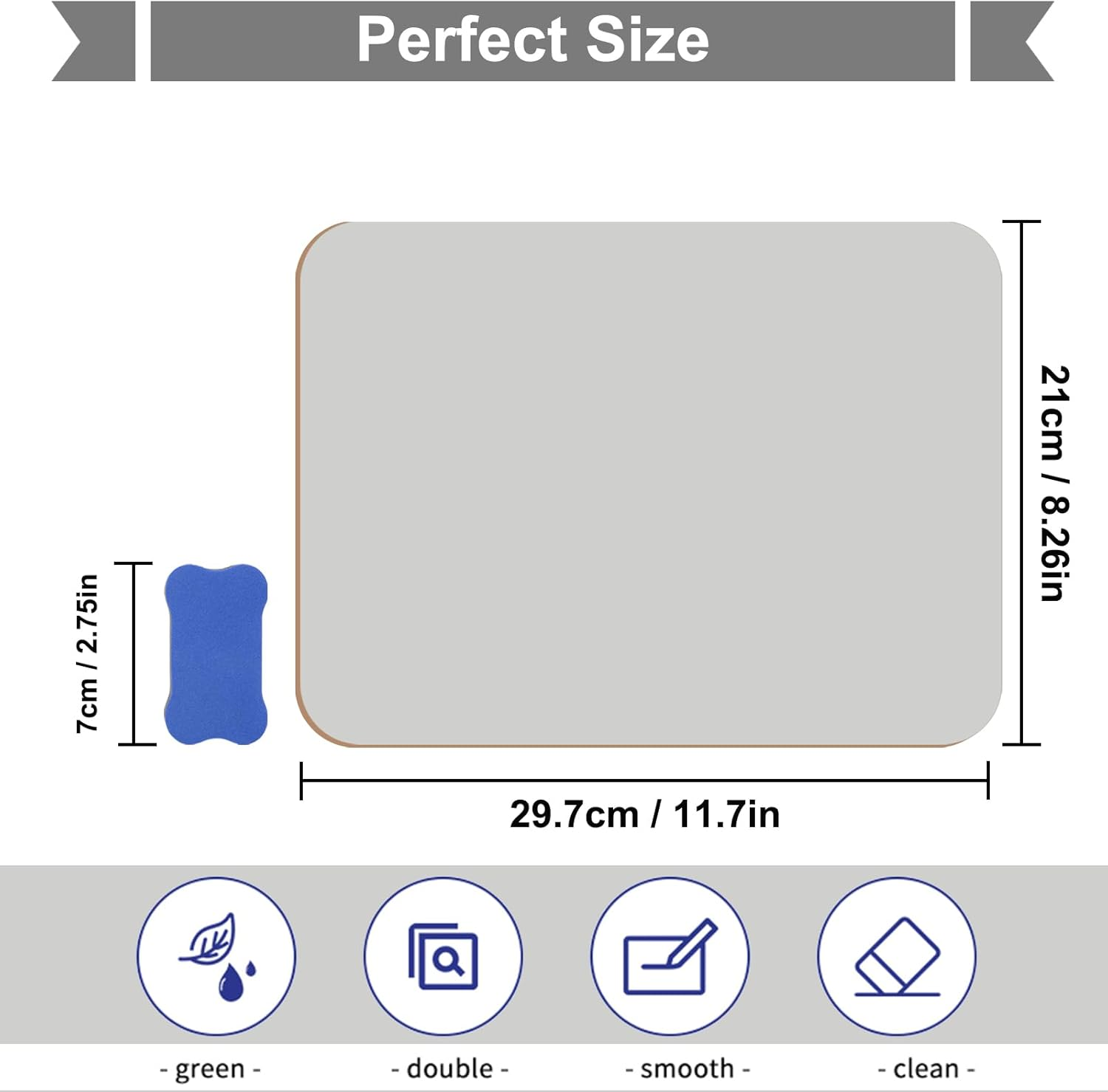 Mini Dry Erase White Board, 8.2X11.8 Inch Double Sided Mini Whiteboard with Pens and Erasers,Durable Portable White Boards for Students, Classroom, Home and Office image number 2