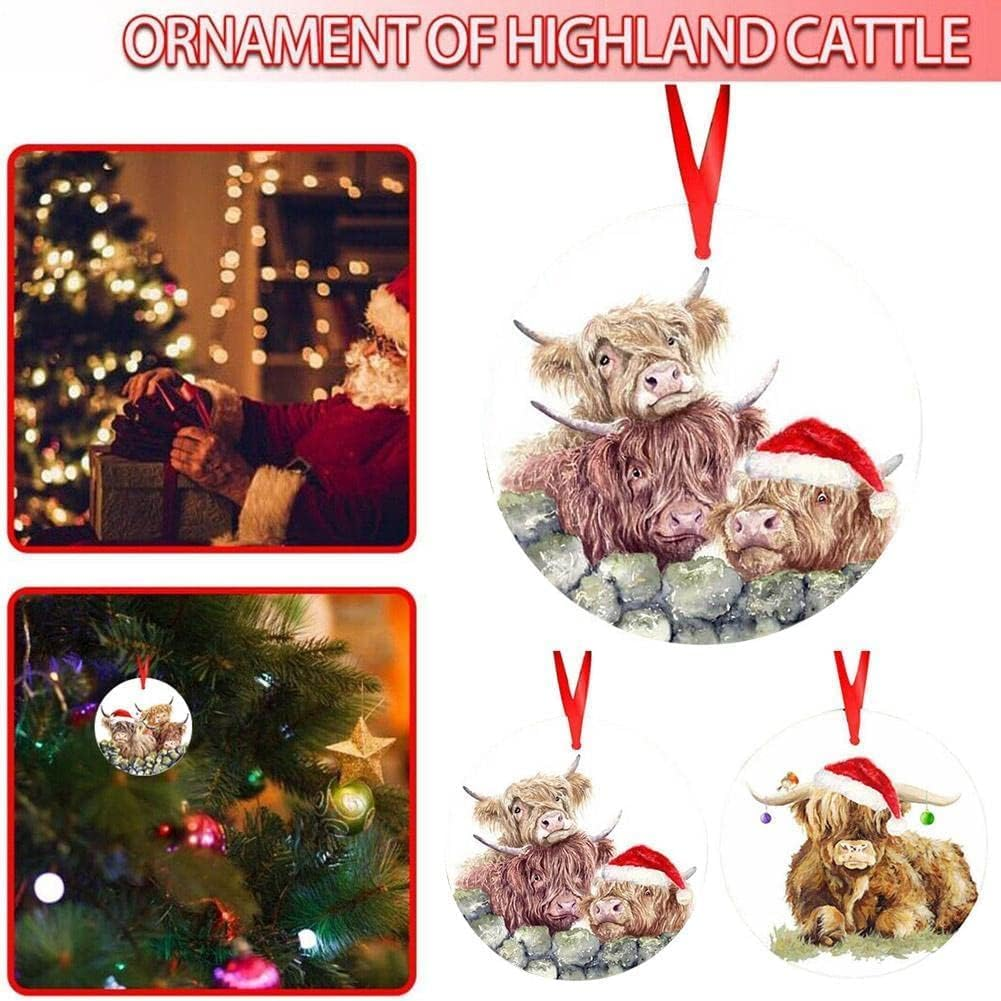 Funny and Creative Christmas Highland Cow Acrylic Pendant Decoration Ornament Xmas Christmas Z3Z9 Tree