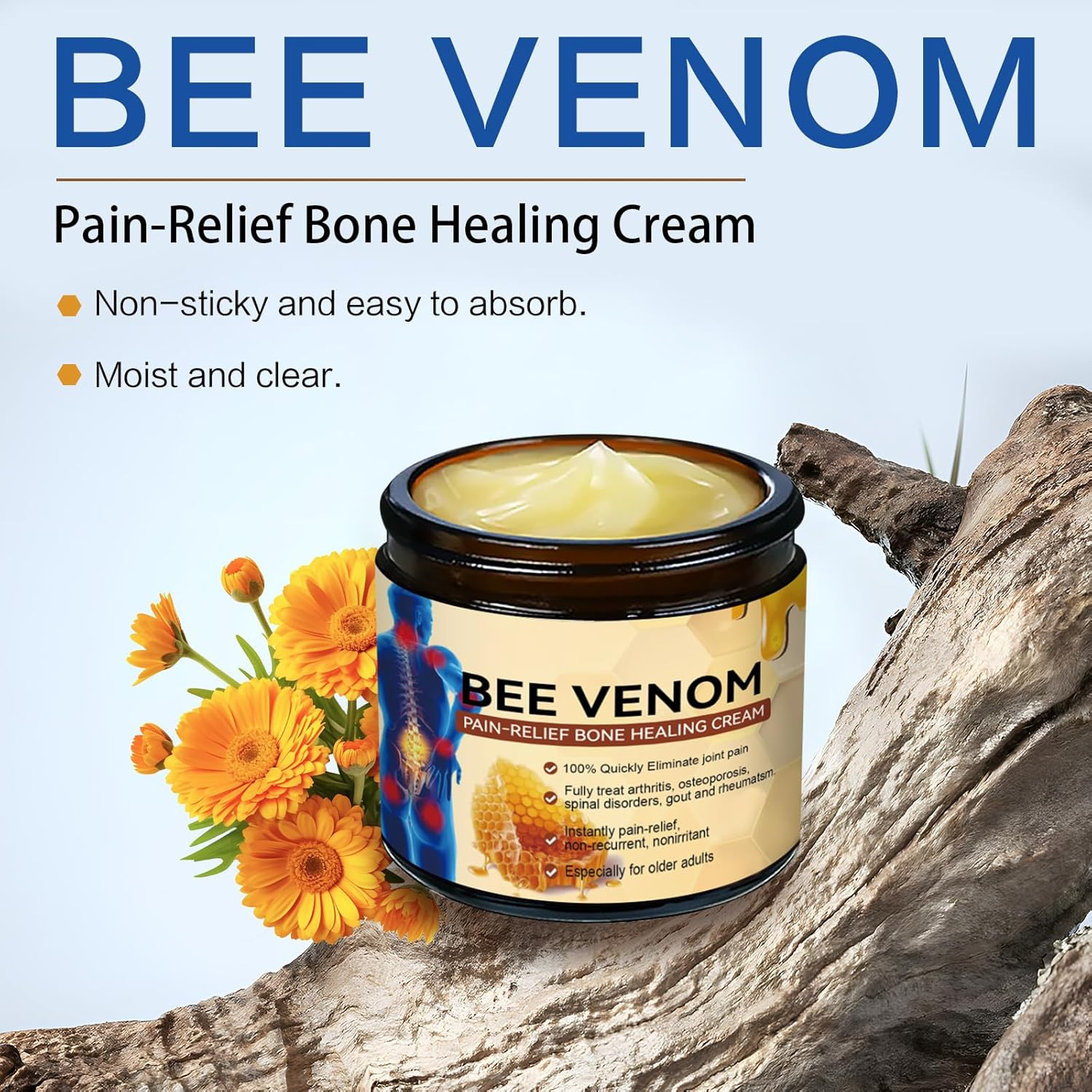 2PCS Bee Venom Cream,Bee Venom Advanced Joint and Bone Cream,Bee Venom Joint Gel, Advanced Professional New Bee Venom Professional Cream，For Back, Neck, Hands, Knee image number 4