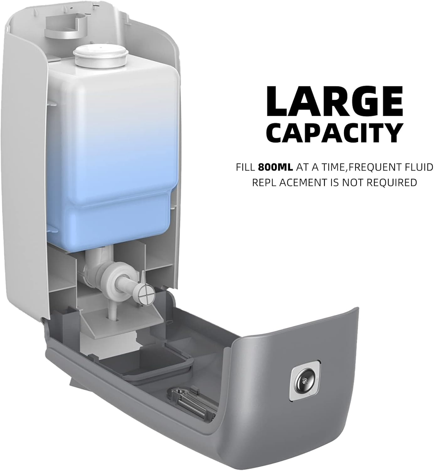 PLUSSEN Soap Dispenser Wall Mount Adhesive Commercial 800Ml No Drill Hand Sanitizer Dispenser Silver