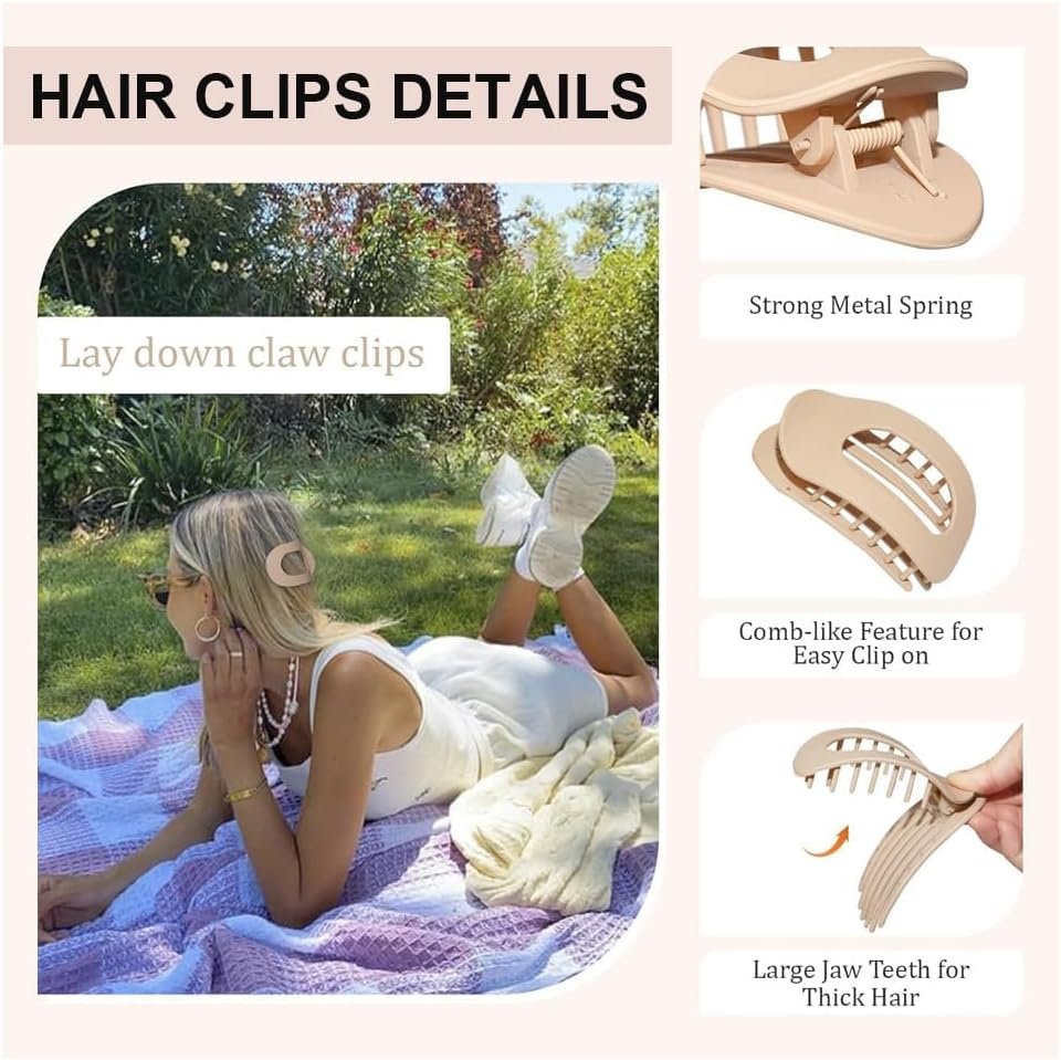 6PCS Flat Hair Clips for Women,Curved Design Hair Clips French Flat Hair Clips Hair Claws with Strong Hold and Bendable Teeth Hair Barrettes Clamps Tortoise Design image number 3