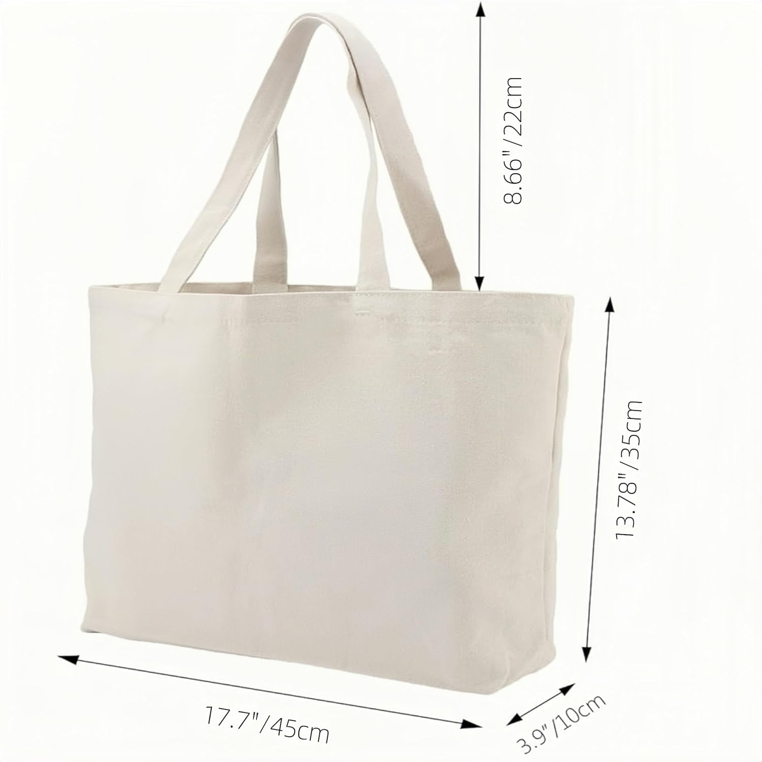 4 Pack Canvas Shopping Bags, Reusable Canvas Tote Bags, Large Shopping Bags, Lightweight and Washable, Multi-Purpose Blank Canvas Bags for Shopping, Grocery, DIY, Gift Bags, Etc. image number 3