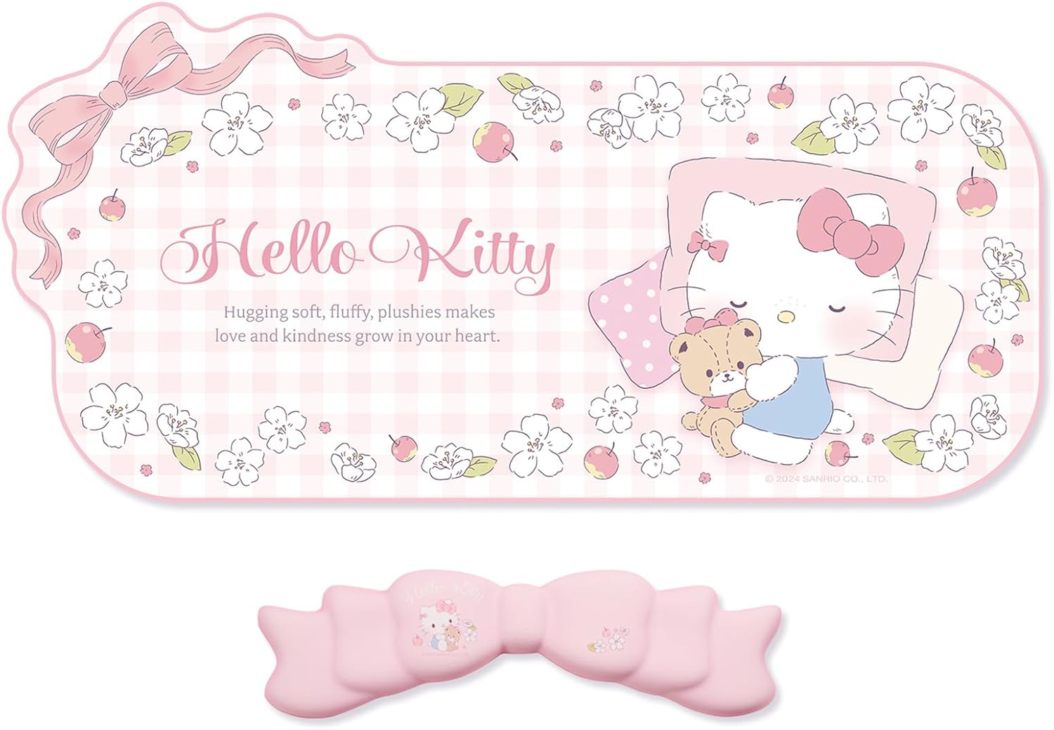 Kuitmor Kawaii Anime Mouse Pad Wrist Rest Support Set - Non-Slip Desk Mat and Memory Foam Bowknot Wrist Rest for Keyboard and Mouse,Perfect for Gaming or Home Office Work - Hello Cat image number 2