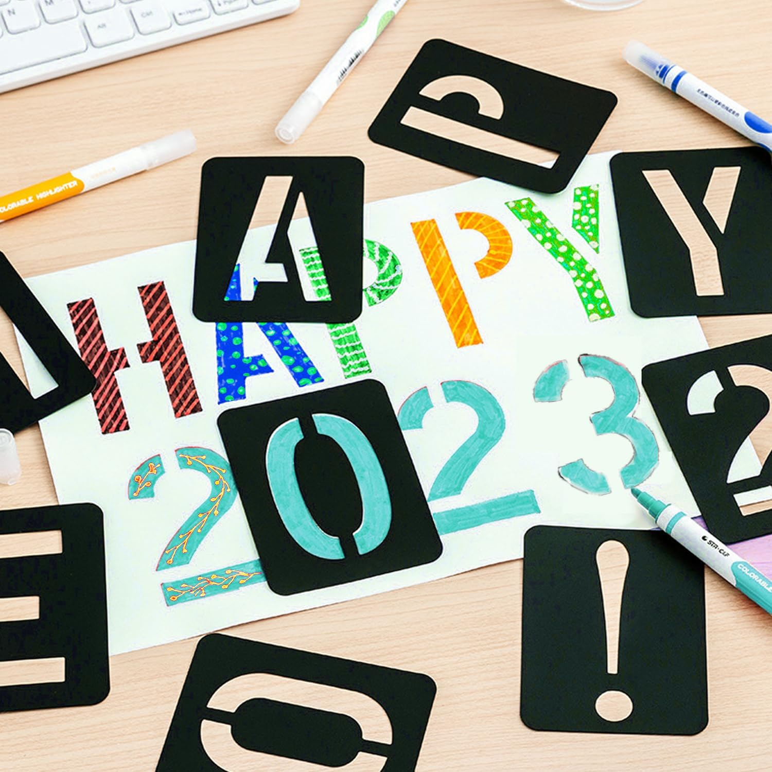 Plastic Letter Stencils Set, 42Pcs Reusable Waterproof Spray-Painted Alphabet Stencils for DIY Craft, Large Calligraphy Letter and Number Templates with Smoth Edges for Painting on Wall, Wood image number 2