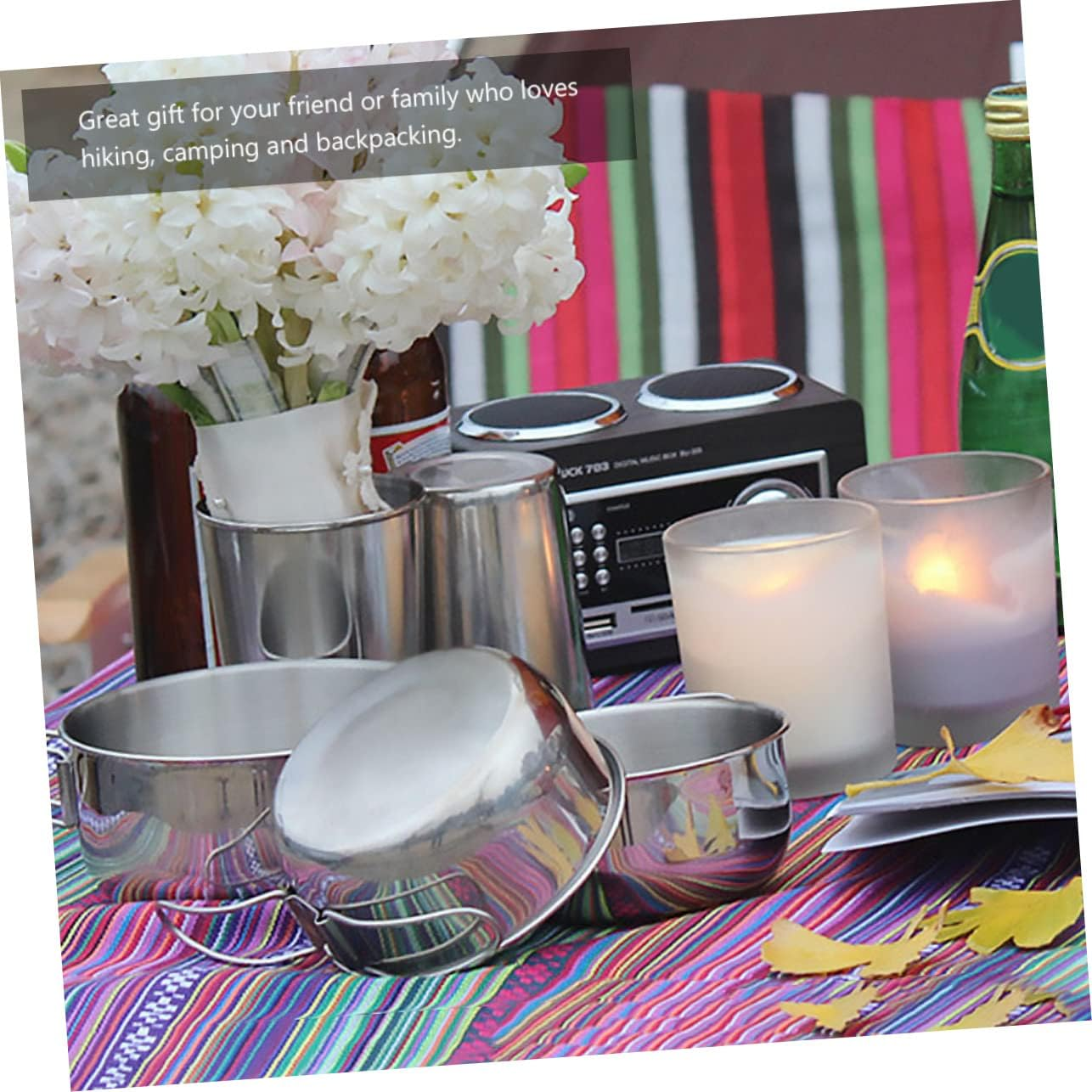 HANABASS 3Pcs Outdoor Camping Pots Practical Camping Cookware Pot Bowl Cook Utensils for Cookware image number 2