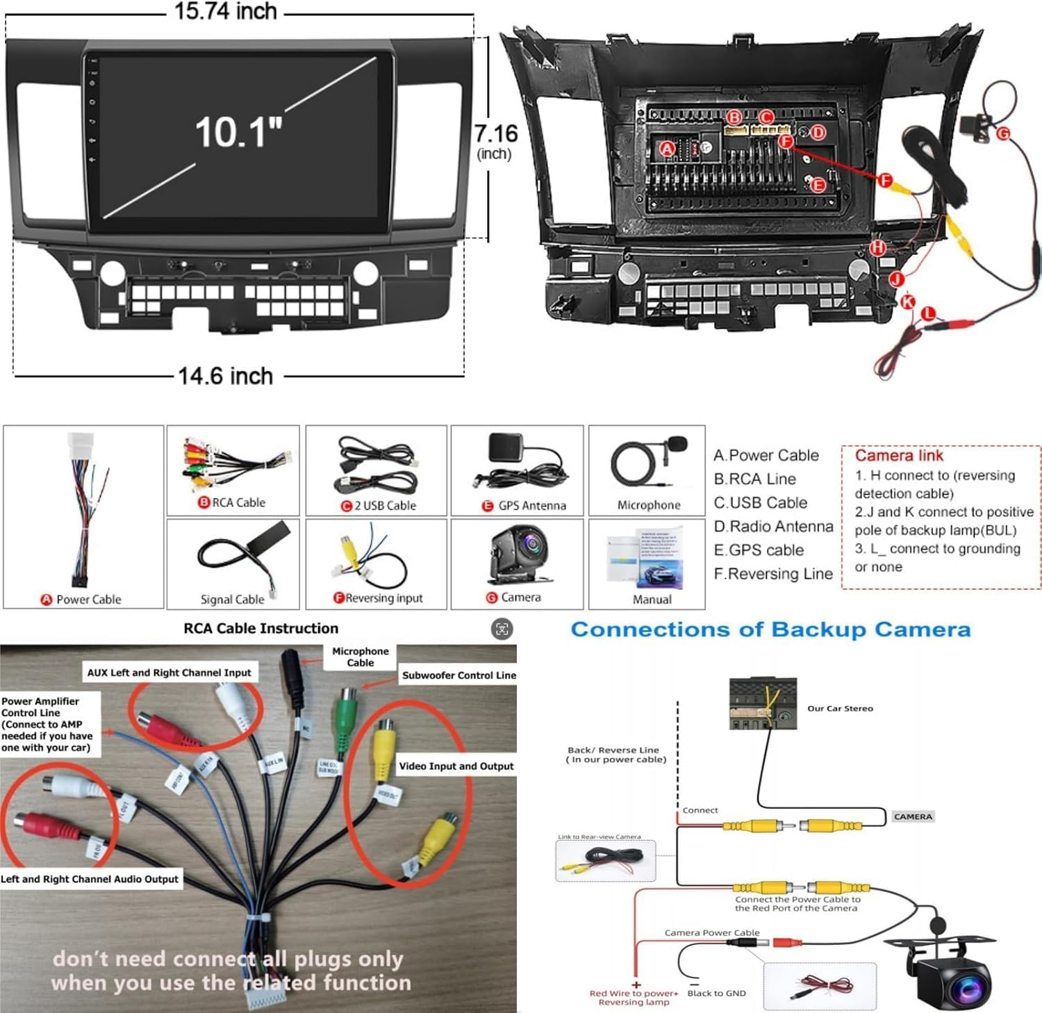 【4G RAM 64G ROM】 Car Radio for Mitsubishi Lancer 2008-2017, Android 10.1 Inch 5G Wifi Lancer Stereo with Wireless Carplay/Android Auto, Support Gps/Bluetooth5.2/1080P HD Backup Camera/Swc/Fm Radio
