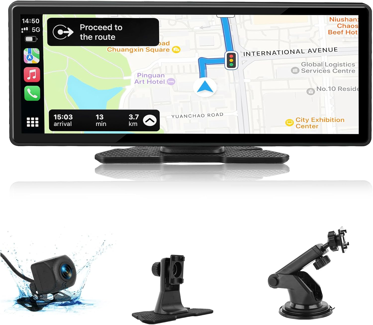 TMA Carplay Screen, 10.26 Inch Wireless Apple Carplay & Android Auto, Portable Car Stereo Touch Screen with 1080P Backup Camera, Mirror Link/Gps Navigation/Bluetooth Audio/Suitable for All Car Models image number 3