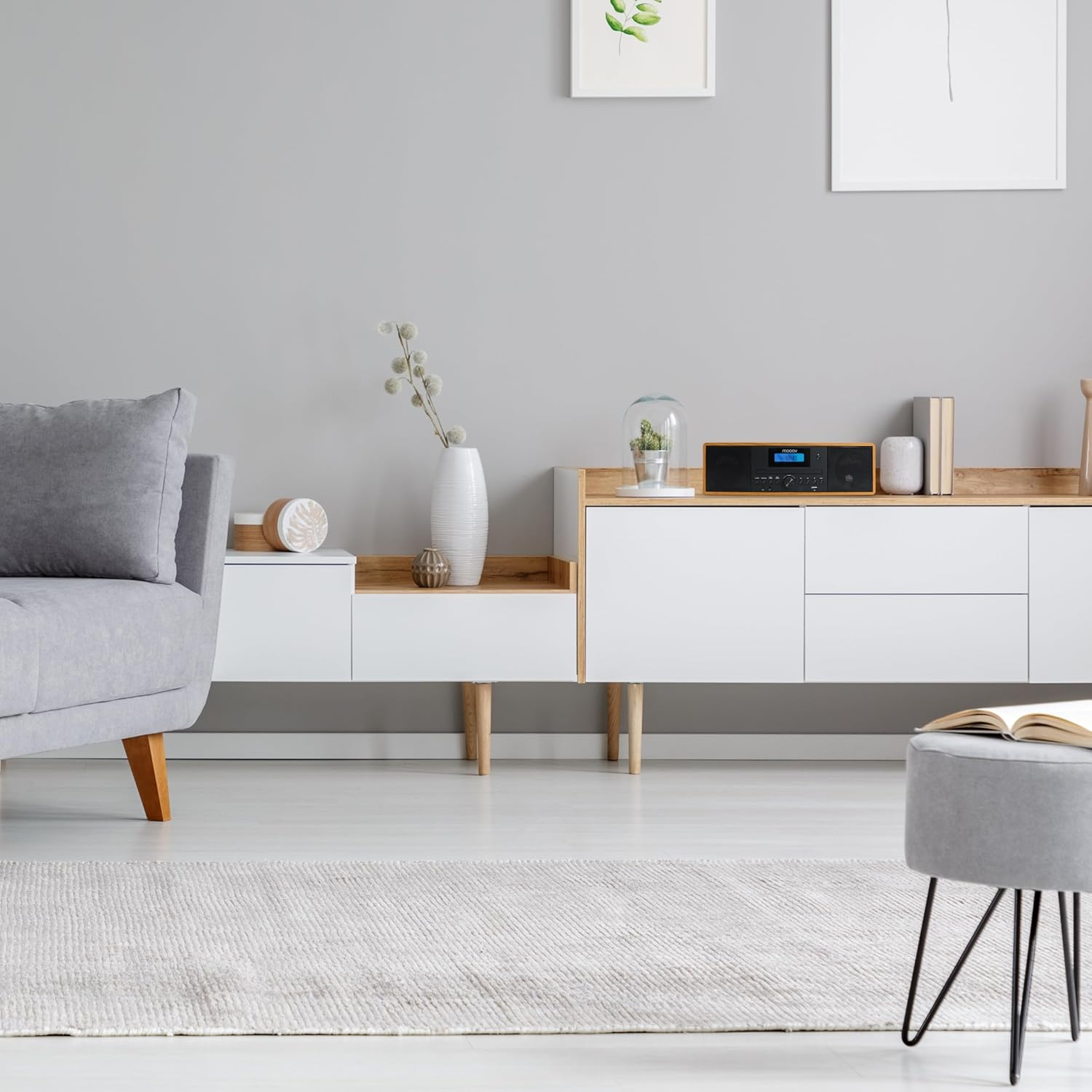 MOOOV 477380 Wireless Micro Hi-Fi System Wood Effect CD Player FM Radio with Remote Control image number 6