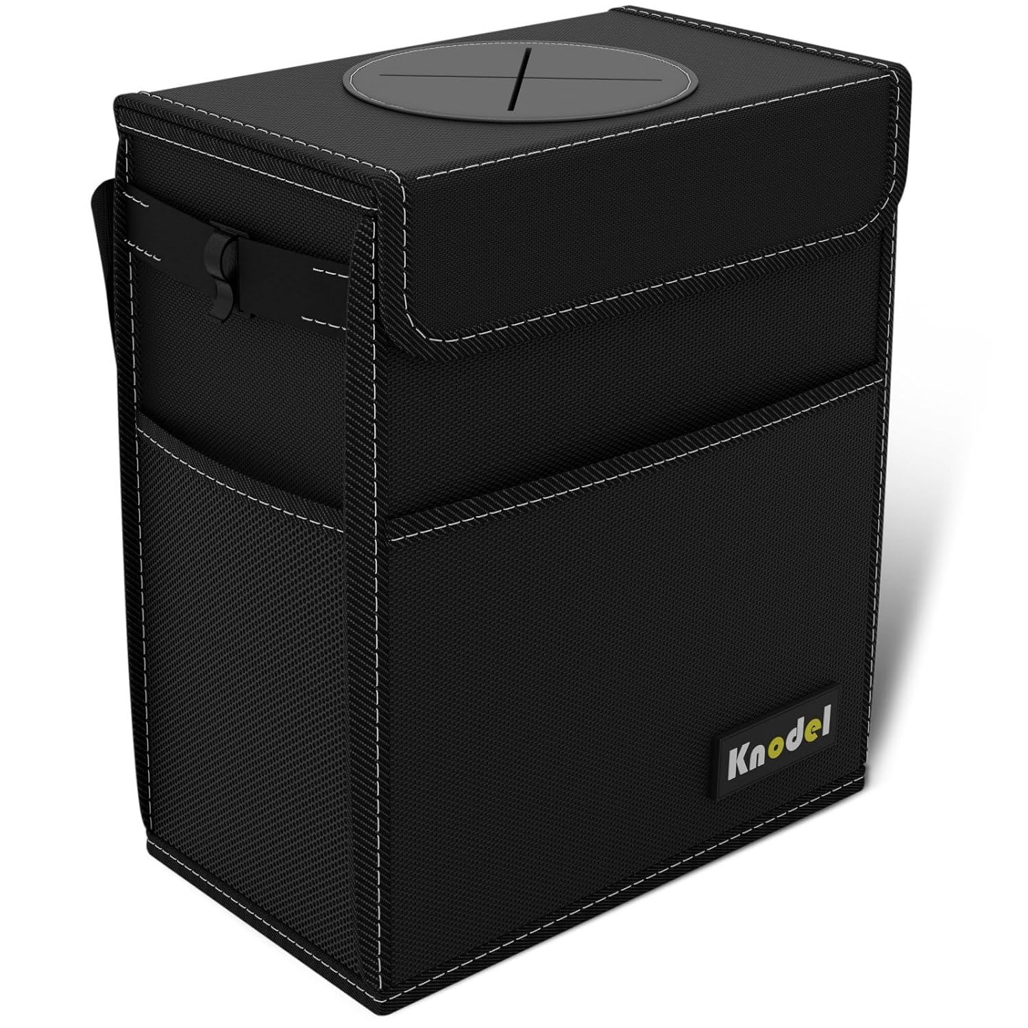 K KNODEL Car Trash Can, Car Bin, Waterproof Auto Garbage Bag, Car Bin with Lid, Leak-Proof Car Storage Bag, Auto Garbage Bag Hanging (Medium, Black)