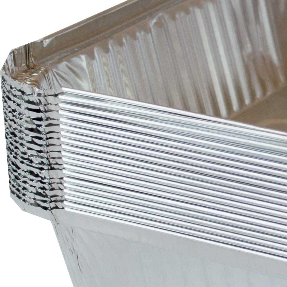 Pack of 50 Aluminium Disposable Foil Food Container with Lids, Reusable Takeaway Containers, Great for Baking Roasting Cooking Food Storage, 14 X 12 X 5Cm image number 2