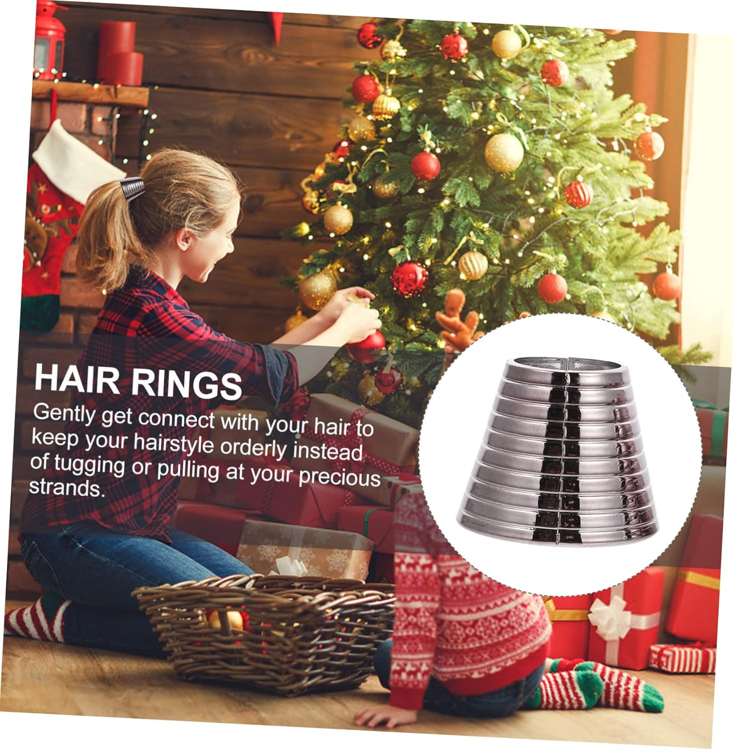 Lurrose Pack of 8 Ponytail Hair Ties, Ponytail Holder, Hair Bobbles for Girls, Elastic Hair Bands, Ponytail Buckle Clip, Hair Clips, Miss Abs, Gothic Tailstock image number 5