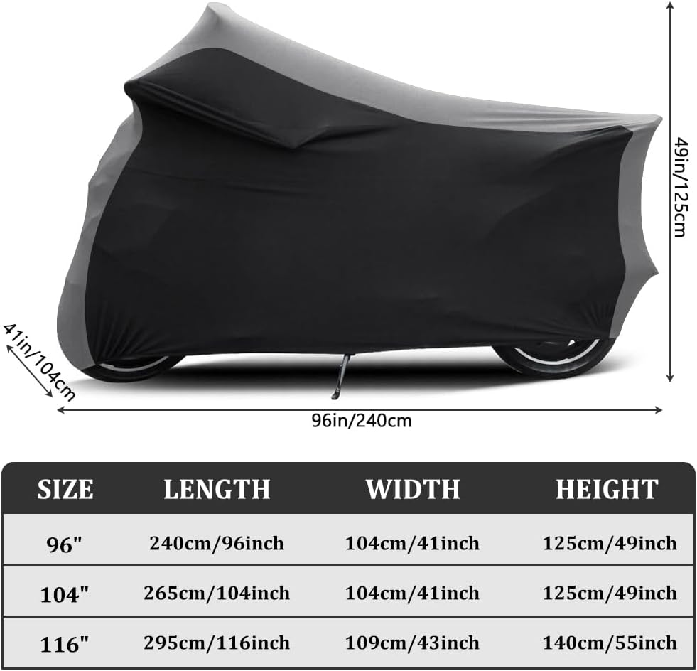 Winpower Indoor Motorcycle Cover, Soft Stretch Elastic Dustproof Scratchproof Protection Cover for Motorbikes, 96Inches image number 1