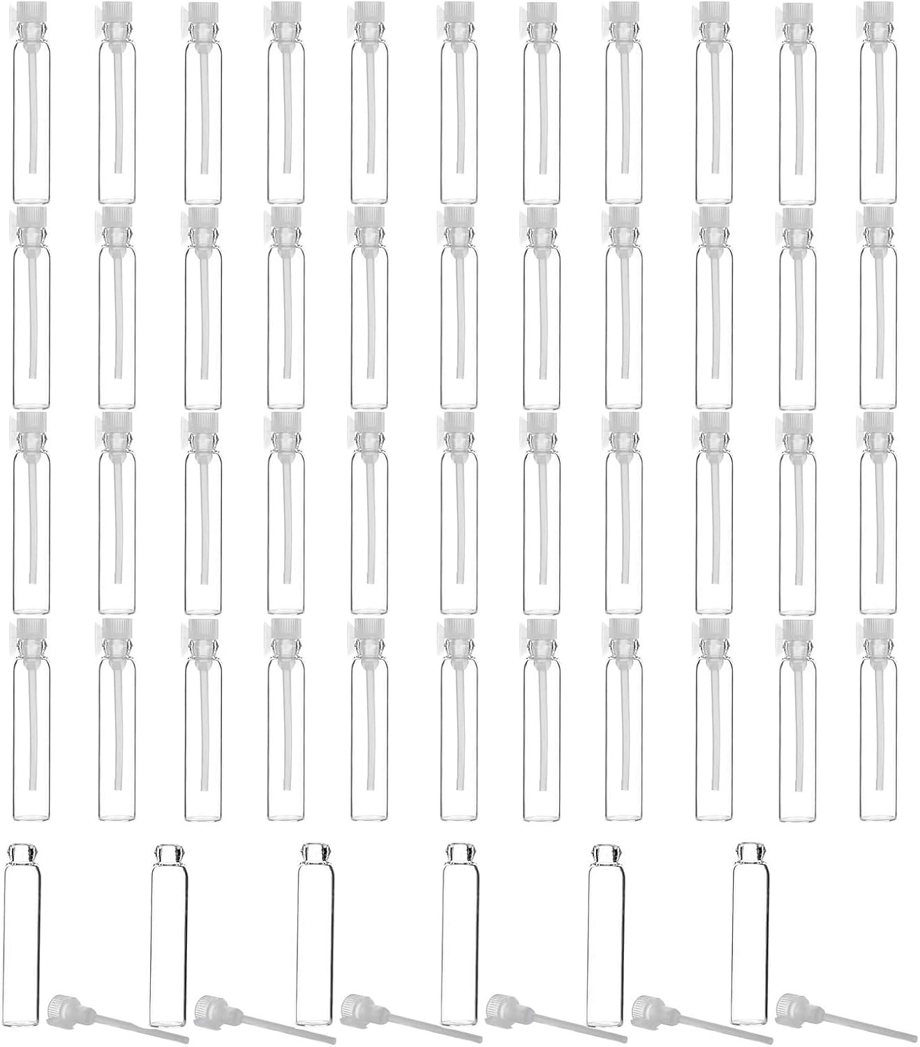 20Pcs 1Ml Empty Perfume Sample Bottles Essential Oil Test Tube Bottle Mini Glass Refillable Sample Vial Containers for Aromatherapy, Fragrance and Liquid - White Cap image number 4