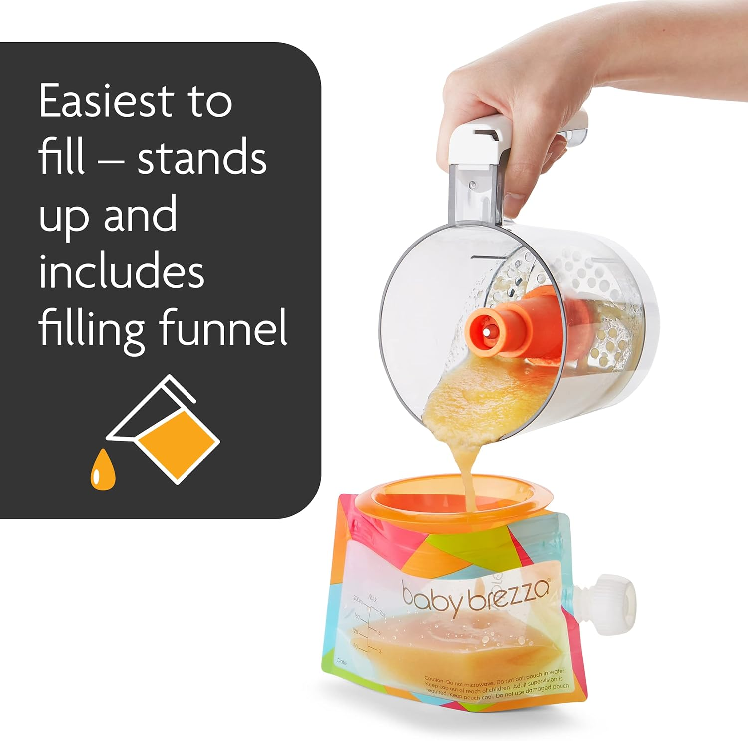 Baby Brezza Reusable Baby Food Storage Pouches, 10 Pack 7Oz - Make Organic Food Puree for Kids or Toddlers and Store in Refillable Squeeze Pouches, Bulk Set Is Freezer Safe & Washable image number 5