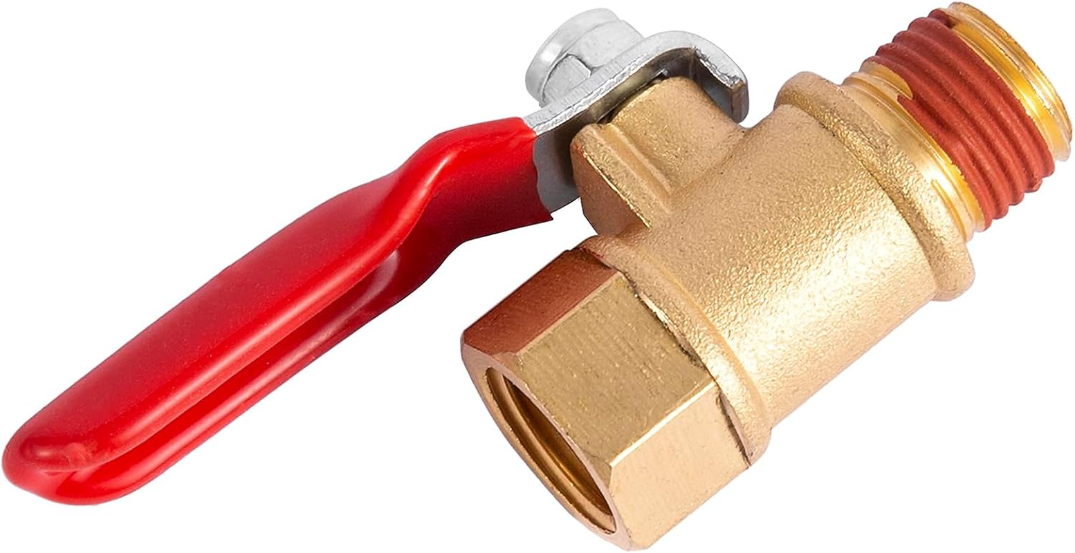 BILAL 2 Pack 1/4" Heavy Duty Air Compressor Brass Ball Valve Shut off Switch, 1/4 Inch Male and Female NPT Thread Pipe Fitting image number 4